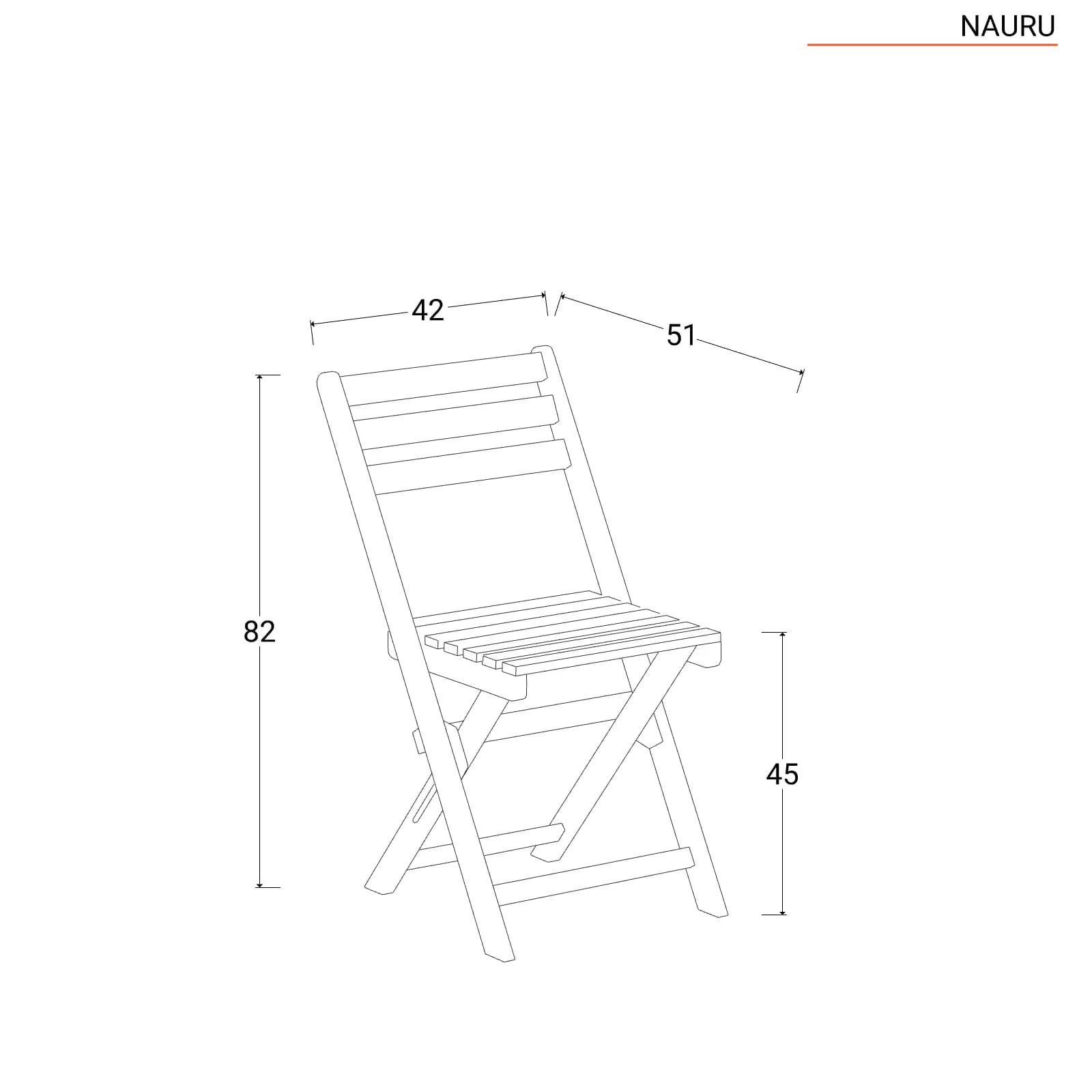 Set di 4 sedie pieghevoli in legno massello di acacia - Nauru