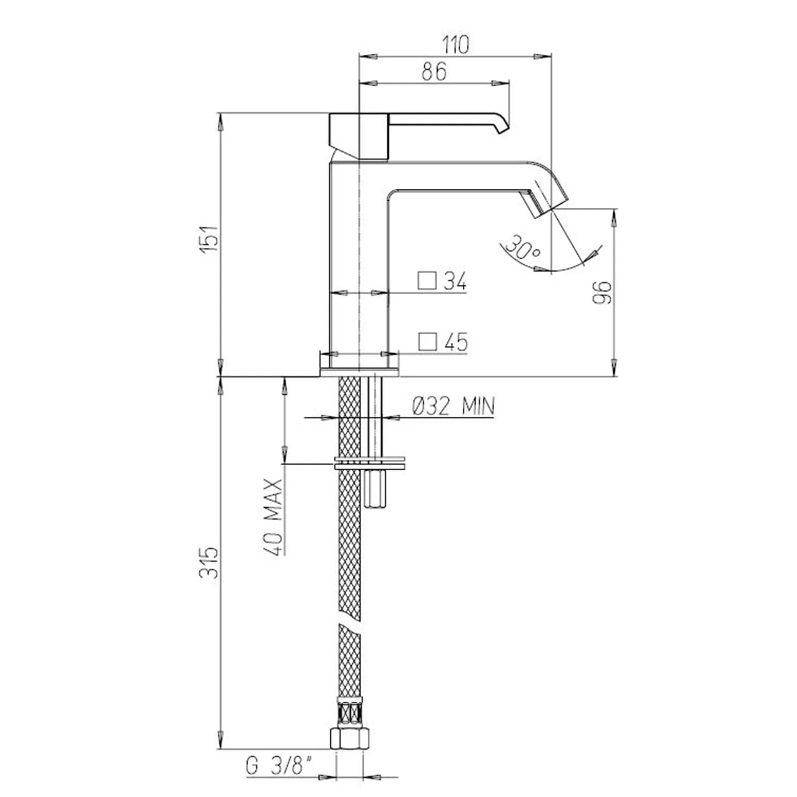 Set di miscelatori per lavabo e bidet Paini Serie Q in ottone cromato squadrato