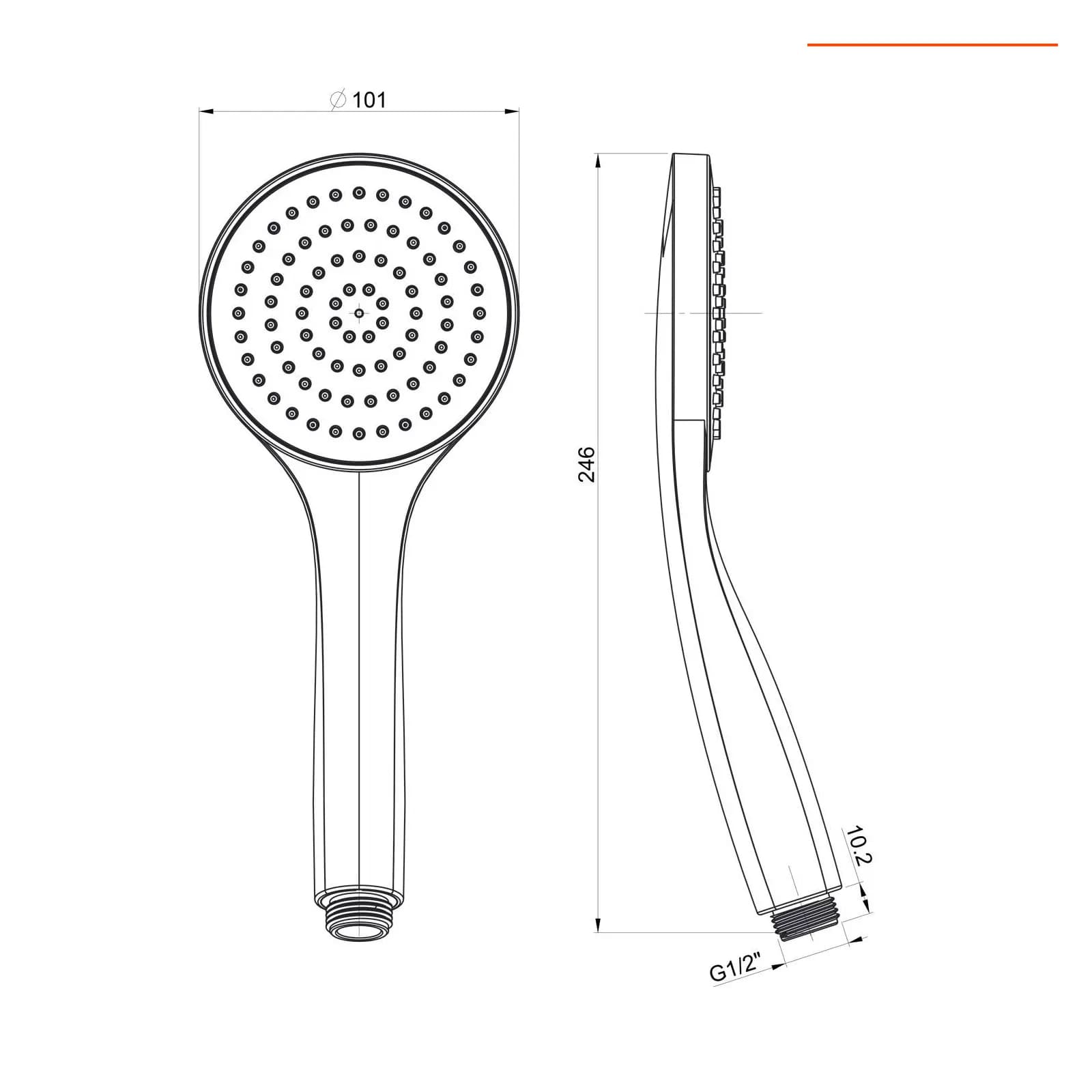 Set doccetta con supporto a a muro e flessibile nero opaco - Jacuzzi - Rubinetteria