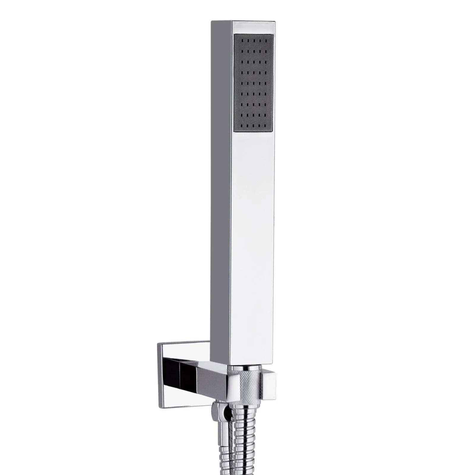 Set incasso doccetta squadrata con presa acqua e flessibile cromo