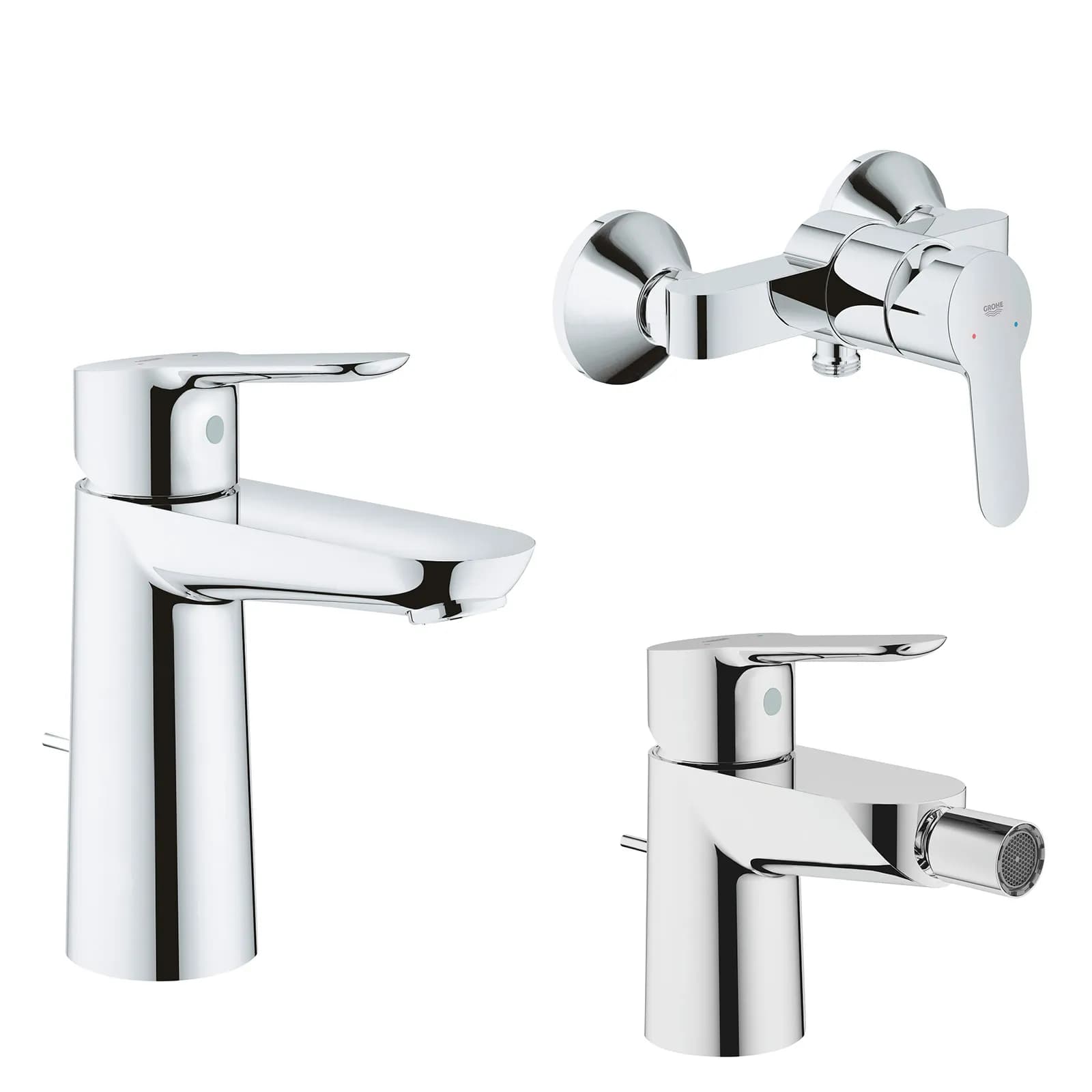 Set miscelatori GROHE Bauedge lavabo tg.M + bidet + esterno doccia ottone cromo