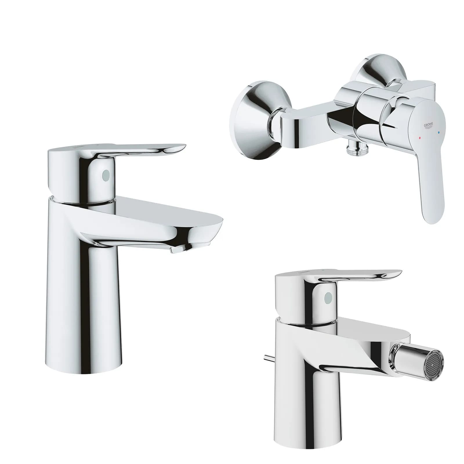 Set miscelatori GROHE Bauedge lavabo tg.S + bidet + esterno doccia in ottone