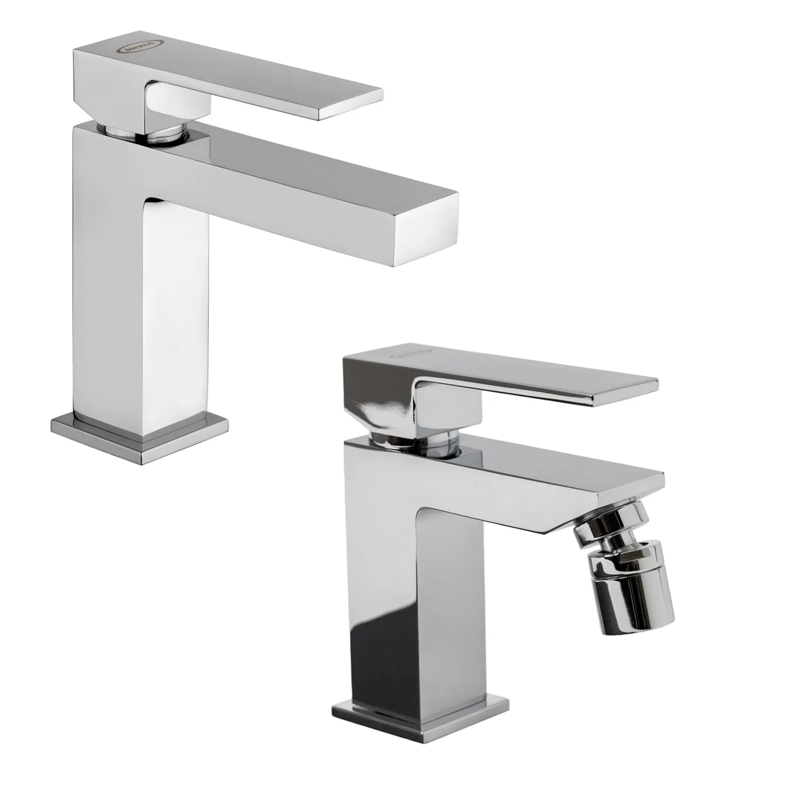 Set miscelatori lavabo e bidet per piletta click clack Jacuzzi - Rubinetteria Linea Crux