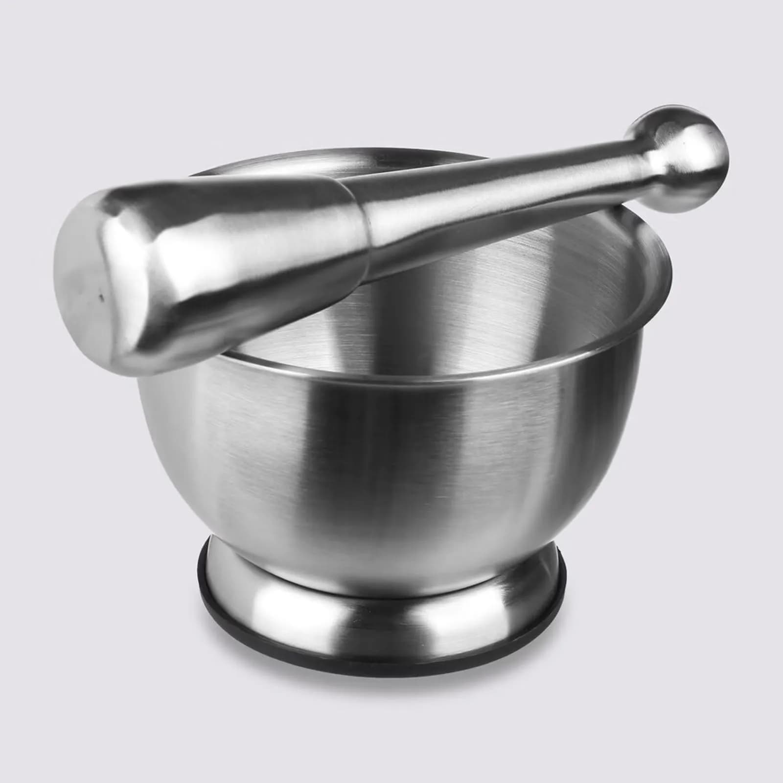 Set mortaio e pestello rotondo 12 cm in acciaio inox cromo