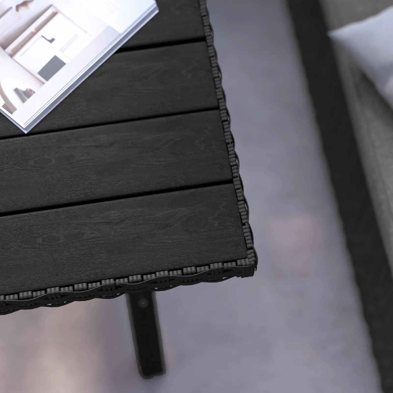 Set pranzo angolare con tavolo 145x75 cm in polyrattan nero con cuscini - Antony