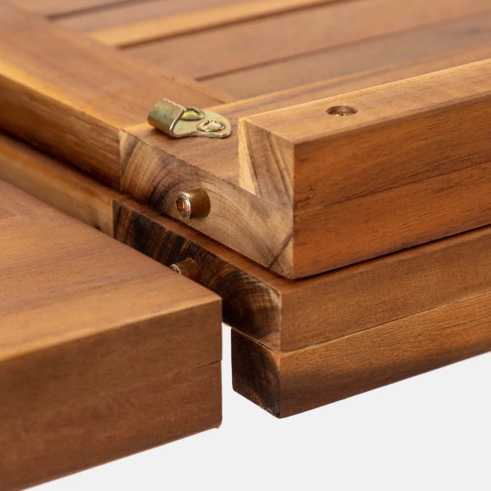 Set pranzo tavolo allungabile 180/260x110 cm e 8 sedie pieghevoli in legno di acacia - Paja