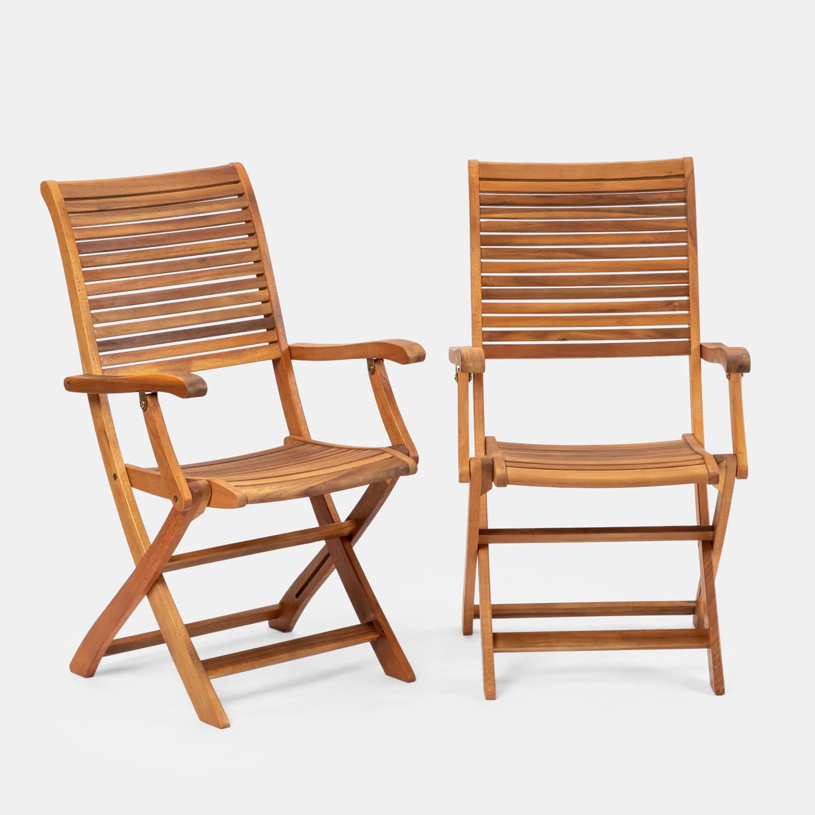 Set pranzo tavolo allungabile 180/260x110 cm e 8 sedie pieghevoli in legno di acacia - Paja