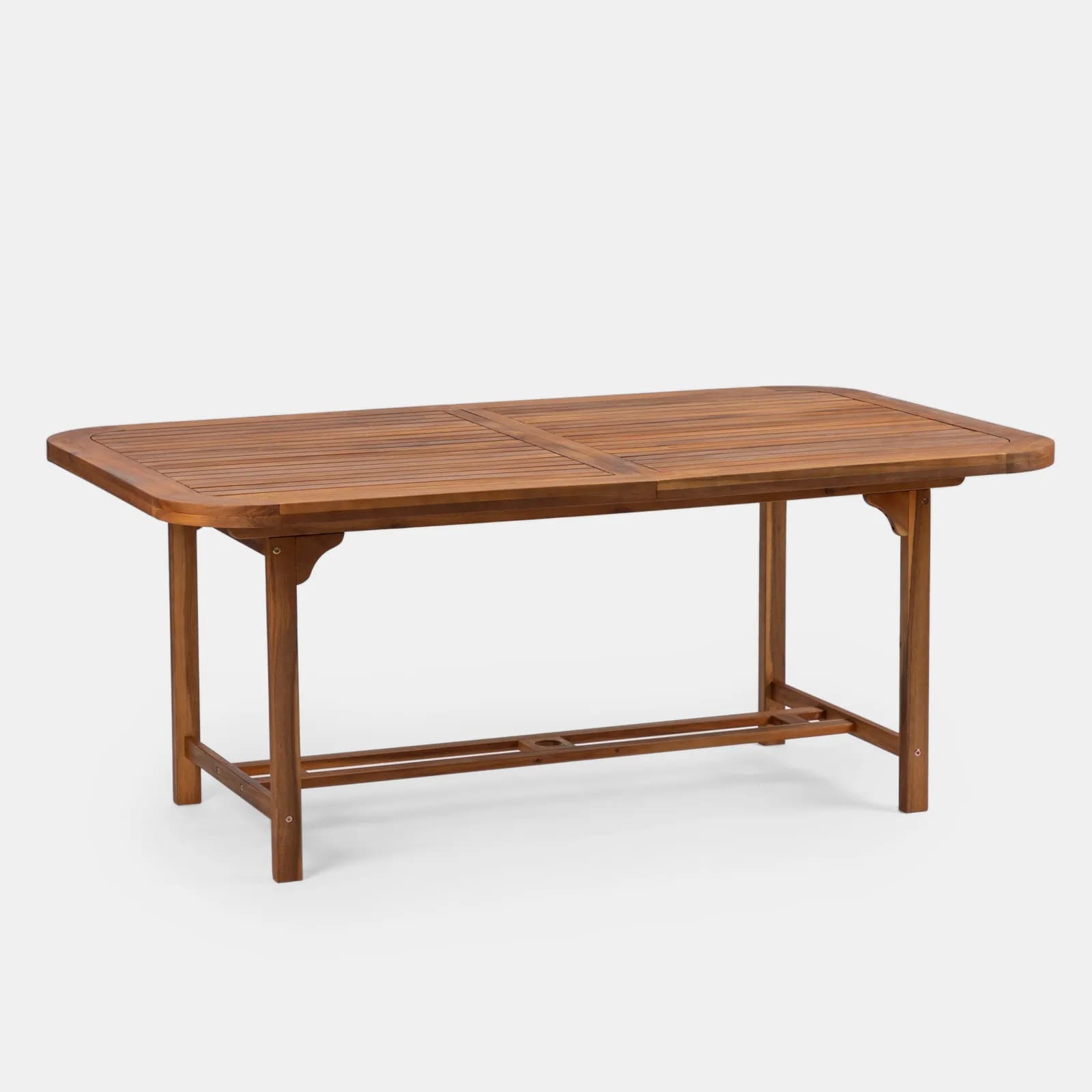 Set pranzo tavolo allungabile 180/260x110 cm e 8 sedie pieghevoli in legno di acacia - Paja