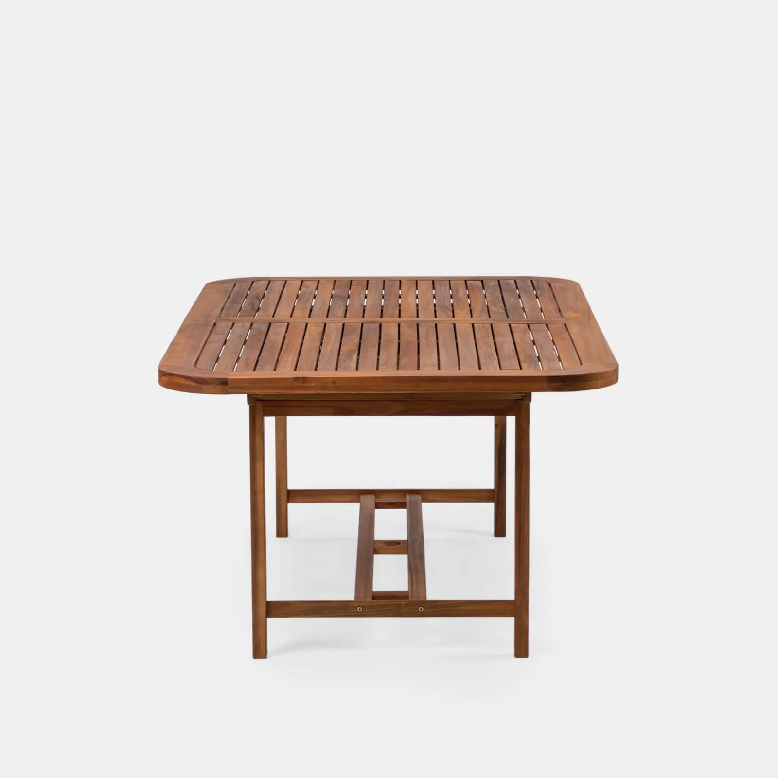 Set pranzo tavolo allungabile 180/260x110 cm e 8 sedie pieghevoli in legno di acacia - Paja