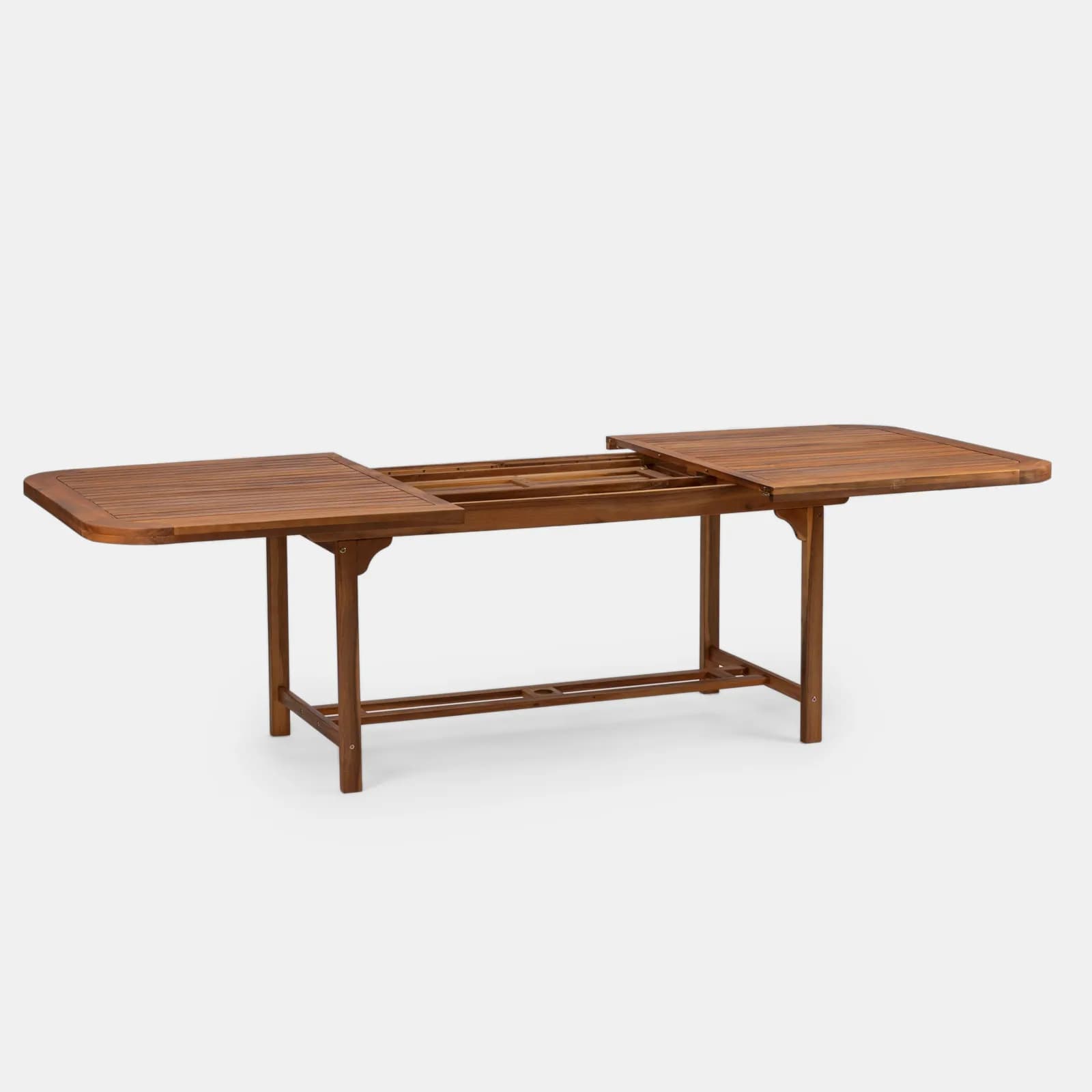 Set pranzo tavolo allungabile 180/260x110 cm e 8 sedie pieghevoli in legno di acacia - Paja