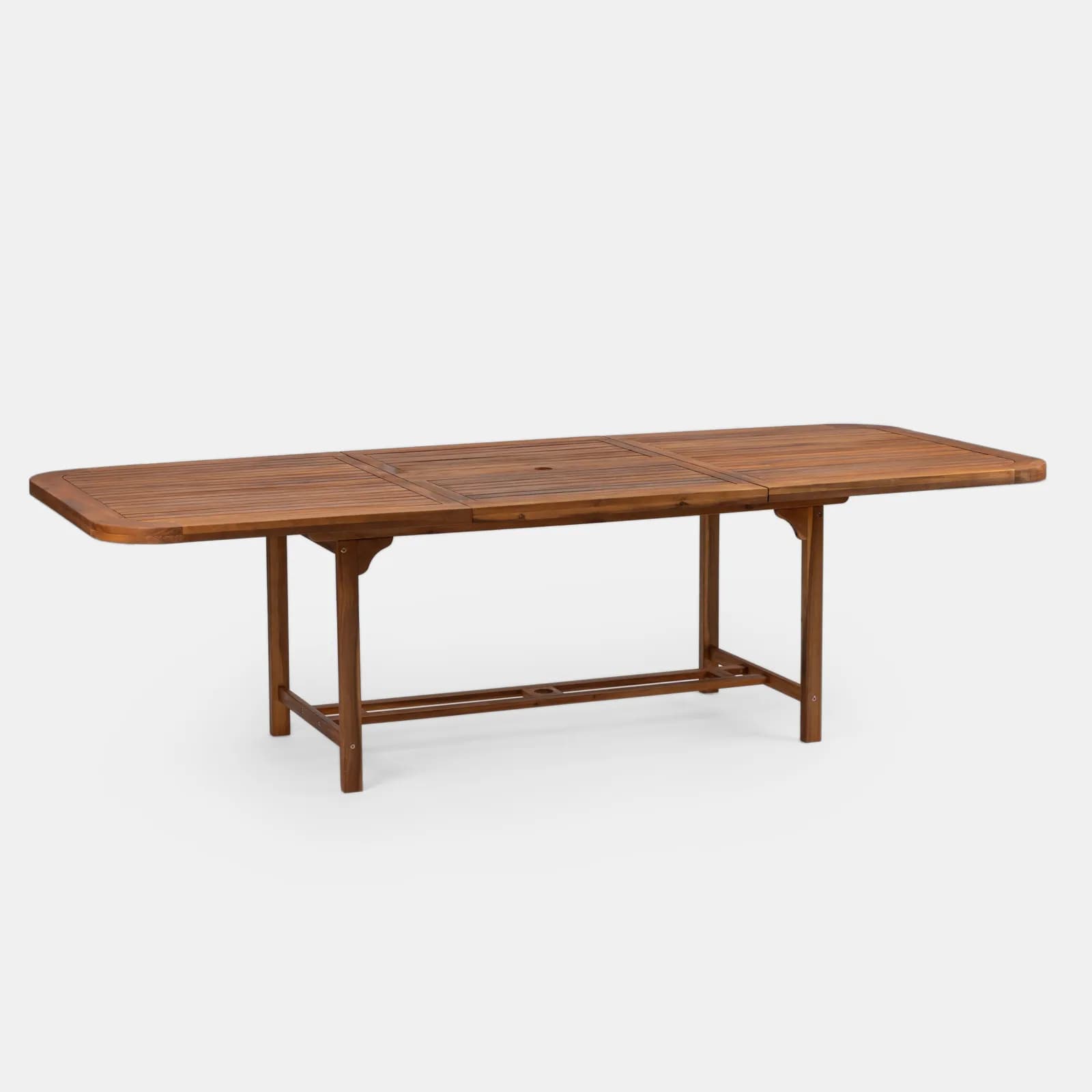 Set pranzo tavolo allungabile 180/260x110 cm e 8 sedie pieghevoli in legno di acacia - Paja