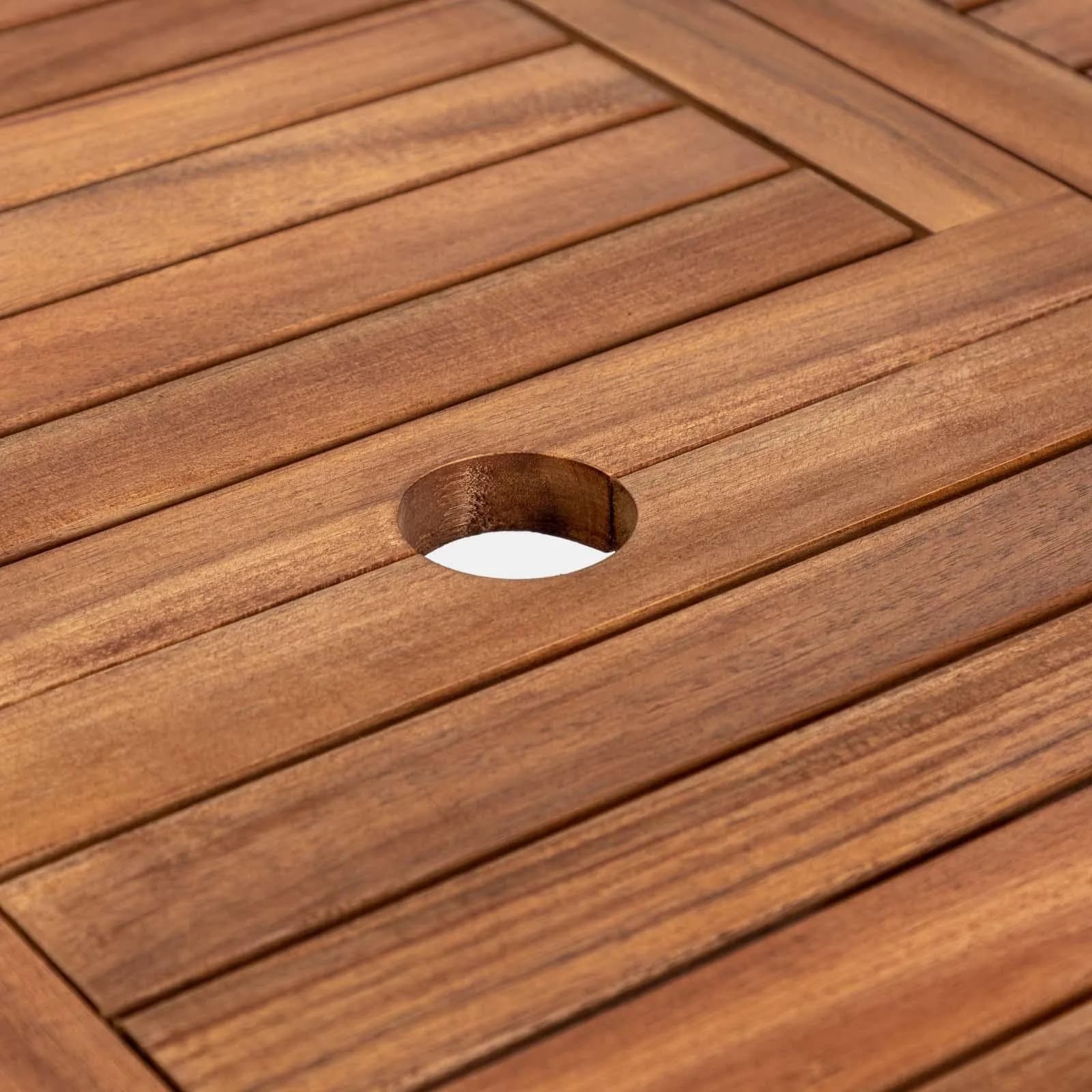 Set pranzo tavolo allungabile 120/160x80 e 4 sedie con braccioli in legno di acacia - Paja