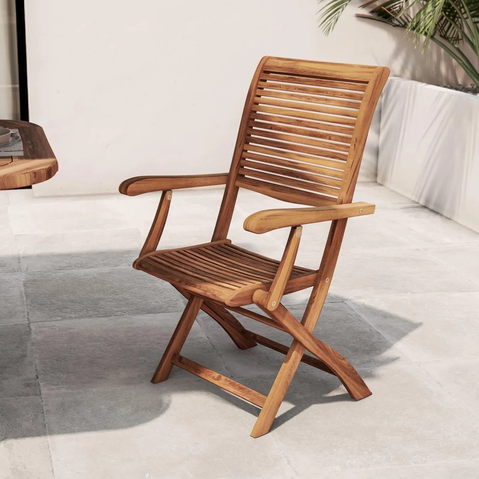 Set pranzo tavolo allungabile 120/160x80 e 4 sedie con braccioli in legno di acacia - Paja