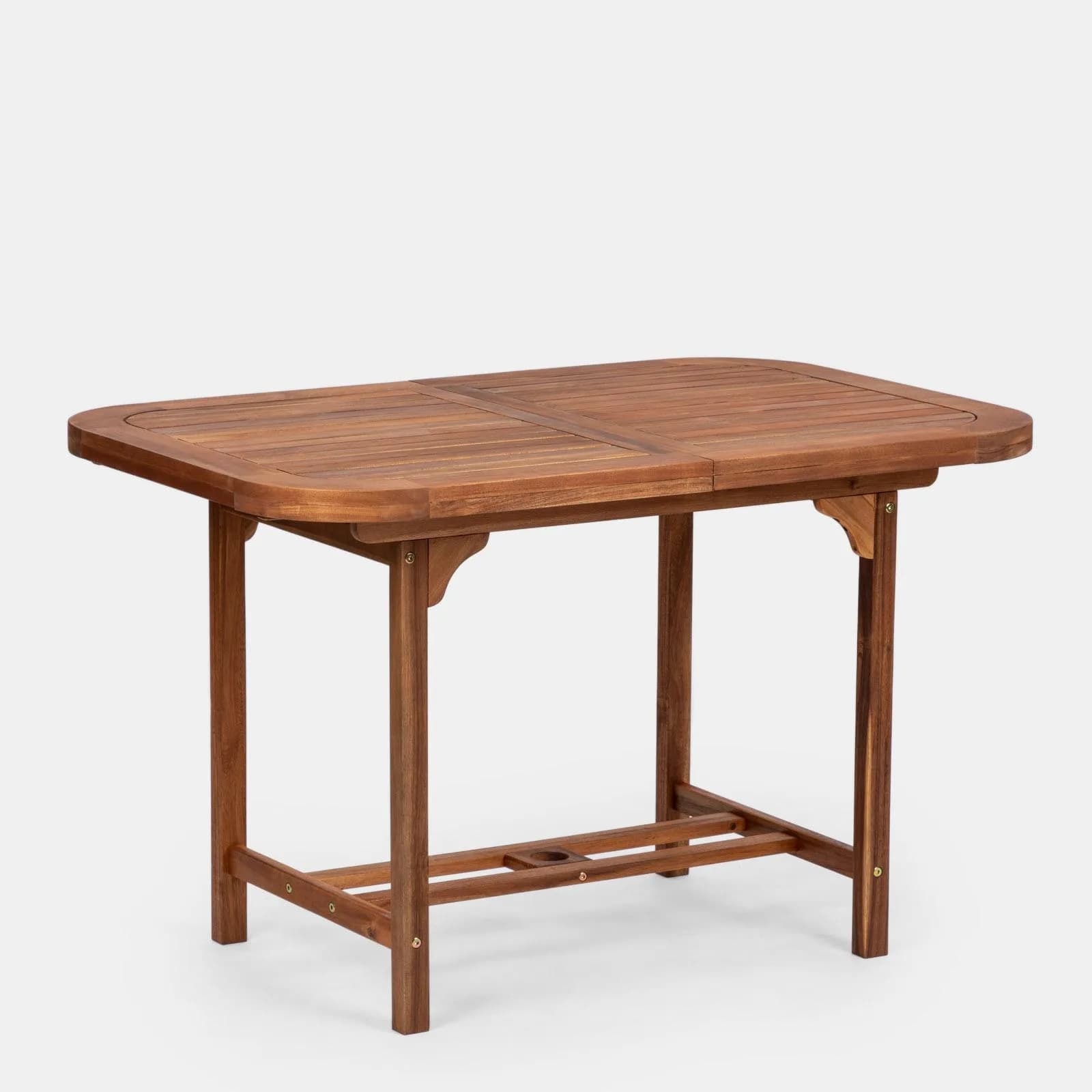 Set pranzo tavolo allungabile 120/160x80 e 4 sedie con braccioli in legno di acacia - Paja