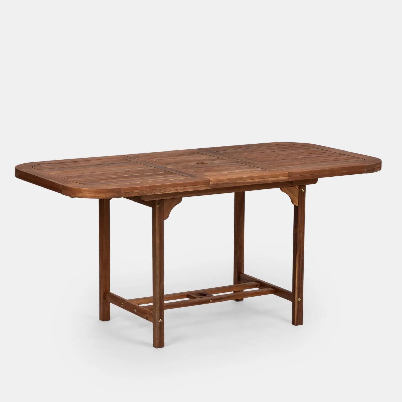 Set pranzo tavolo allungabile 120/160x80 e 4 sedie con braccioli in legno di acacia - Paja