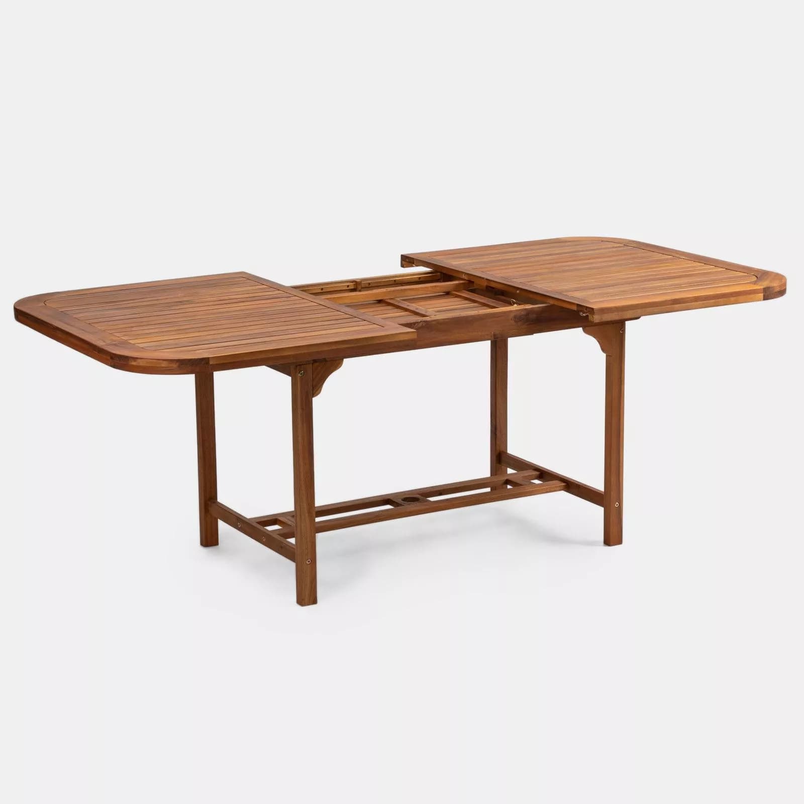 Set pranzo tavolo allungabile 150/200x100 cm e 4 sedie in legno di acacia – Paja