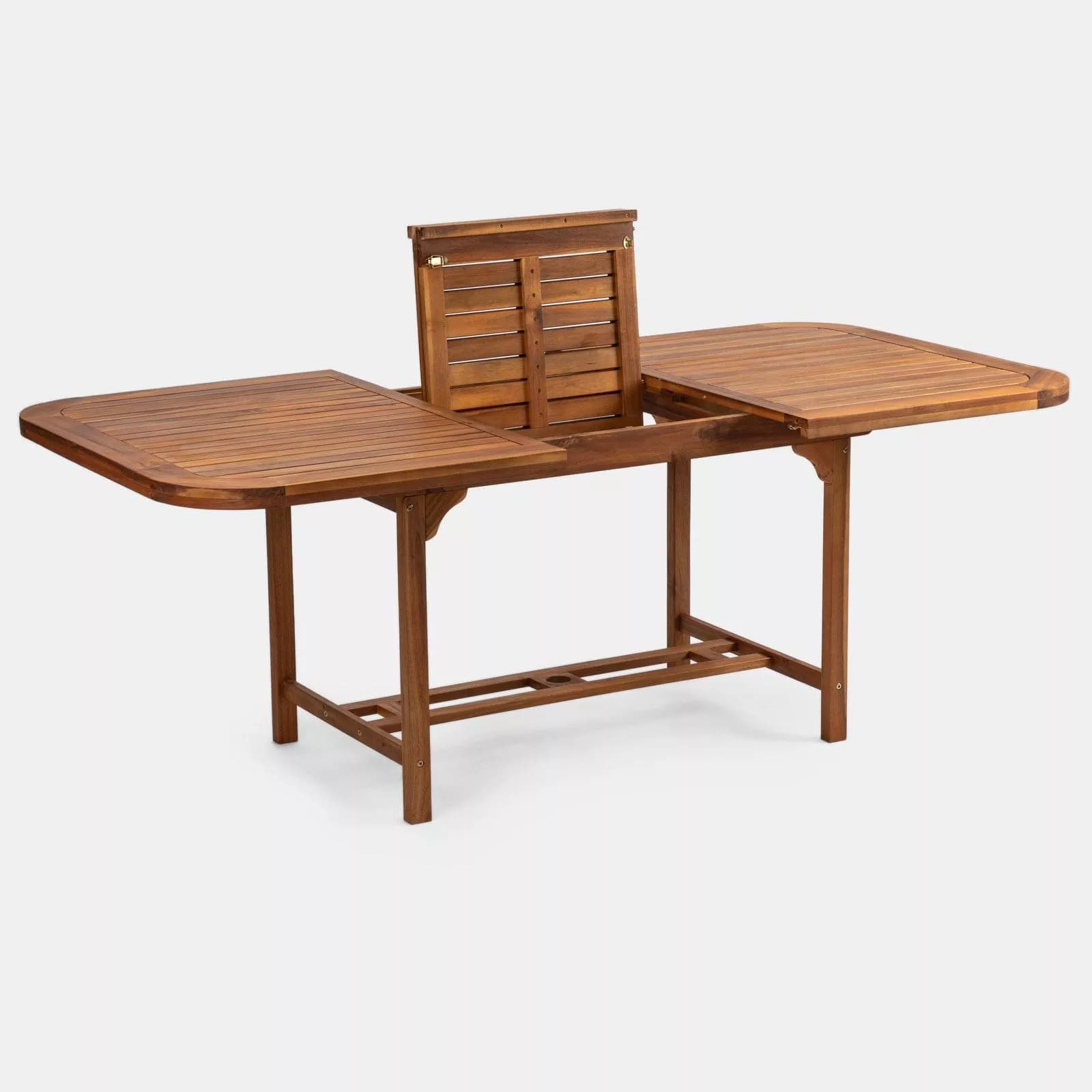 Set pranzo tavolo allungabile 150/200x100 cm e 4 sedie in legno di acacia – Paja