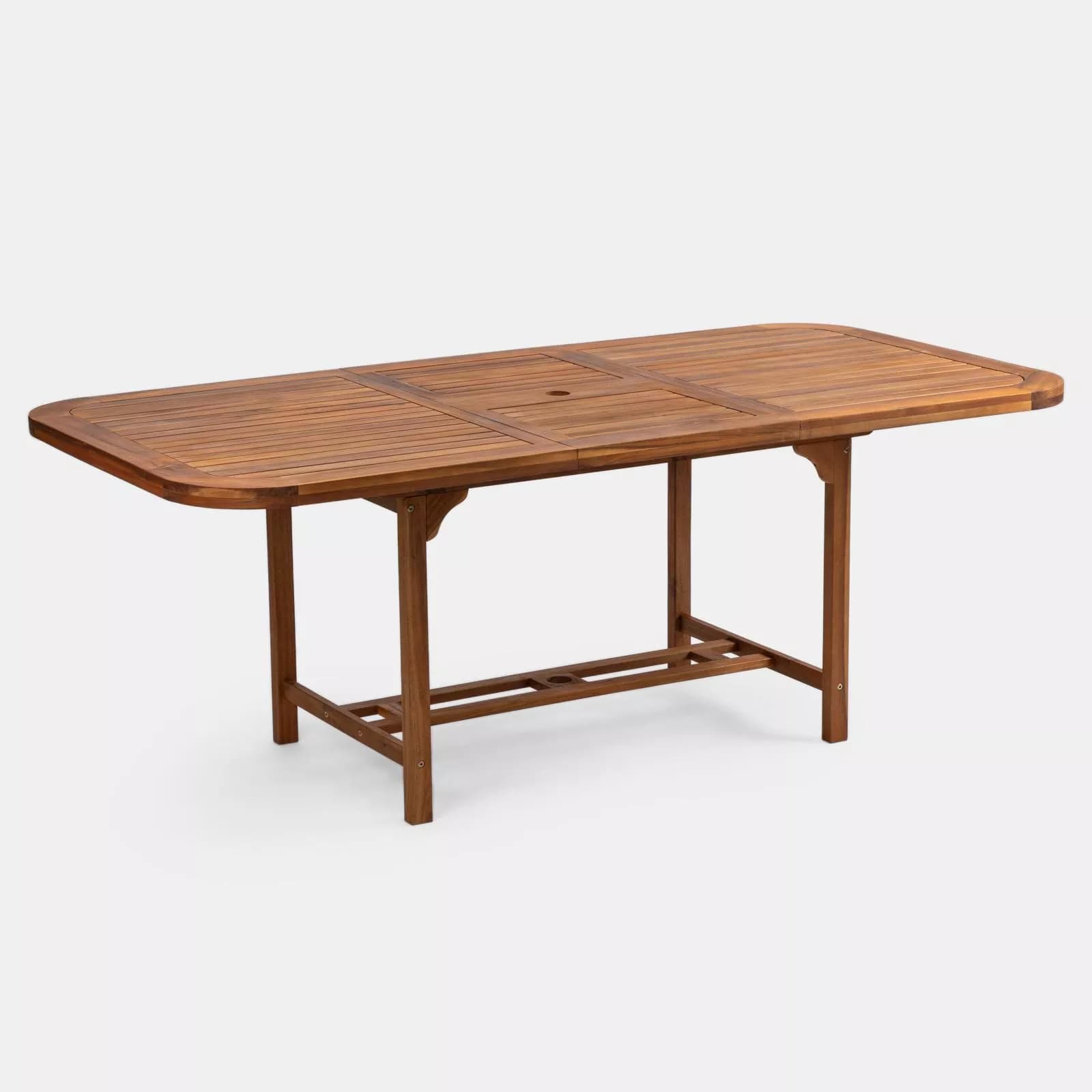 Set pranzo tavolo allungabile 150/200x100 cm e 4 sedie in legno di acacia – Paja