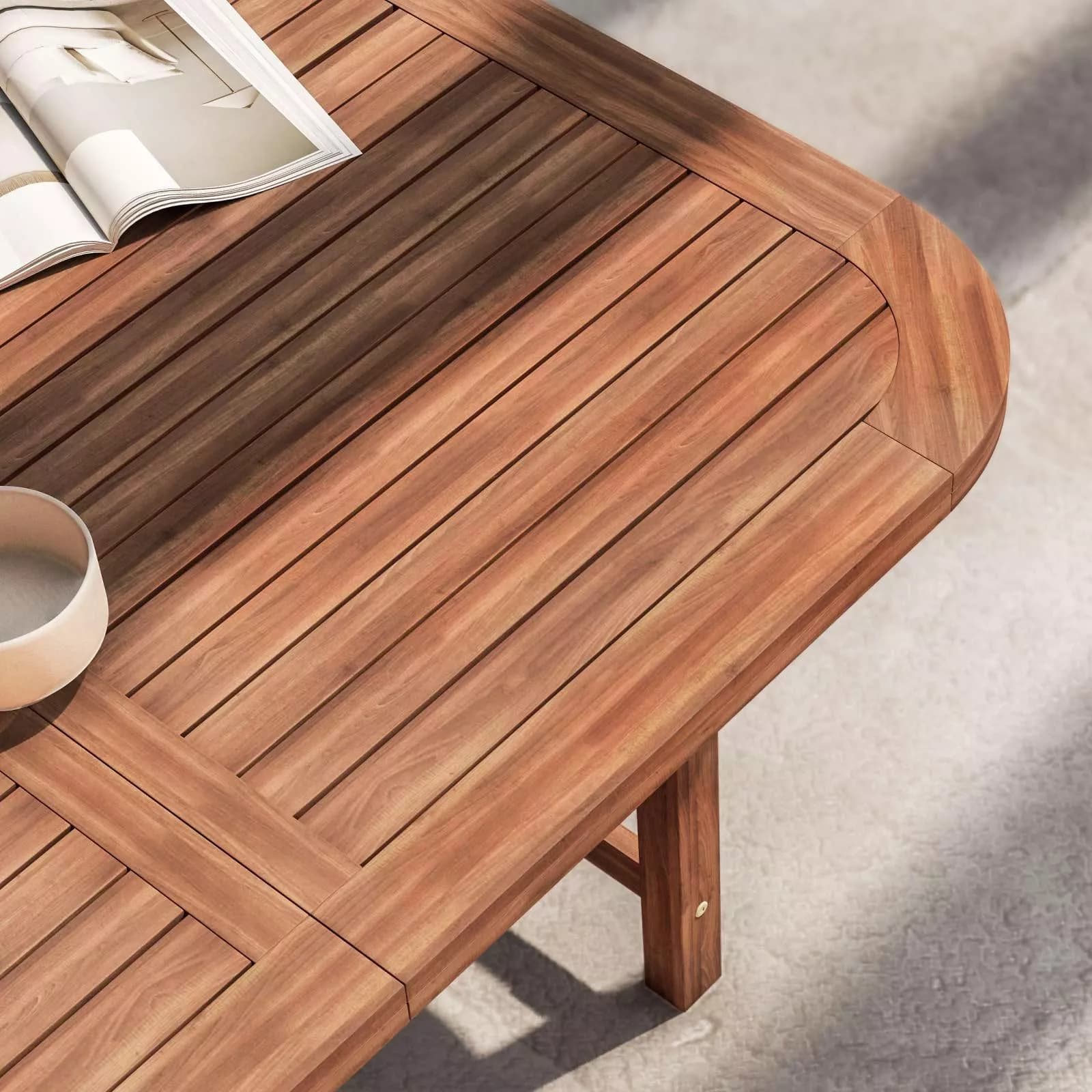 Set pranzo tavolo allungabile 150/200x100 cm e 4 sedie in legno di acacia – Paja