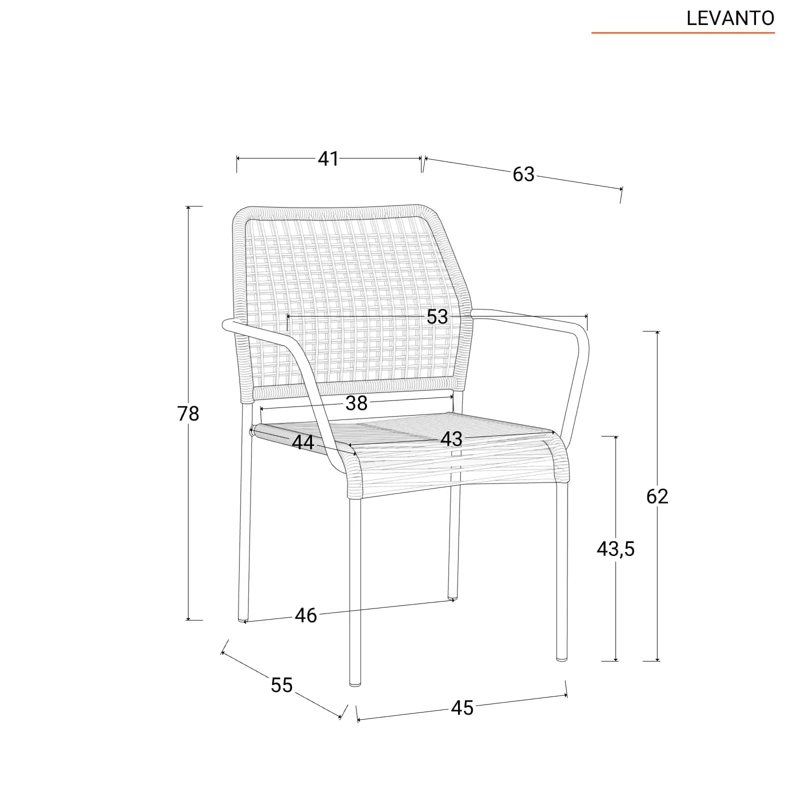 Set pranzo tavolo 150x80 cm e 4 sedie con braccioli in corda ocra - Levanto
