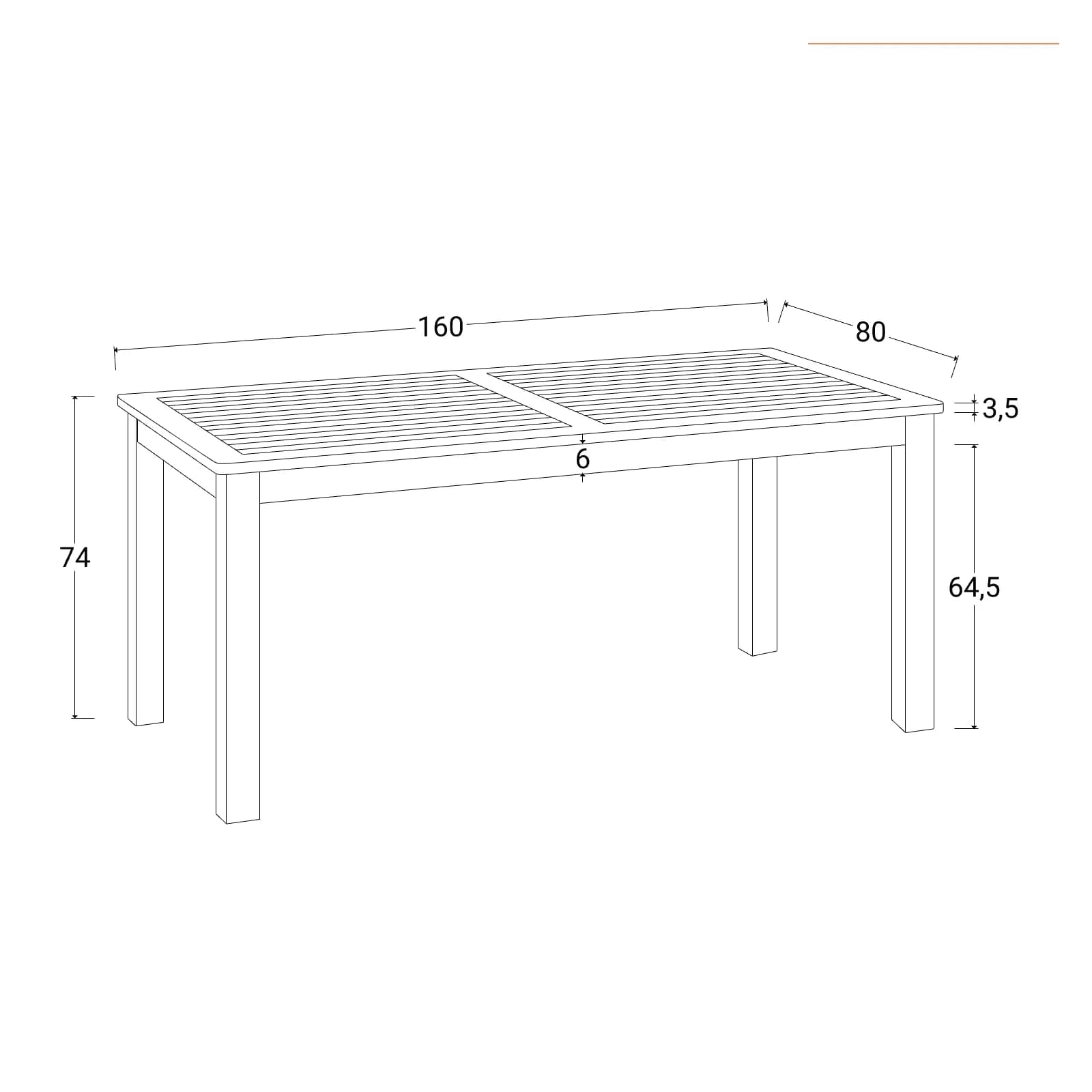 Set pranzo con tavolo 160x80 cm con 4 sedie pieghevoli in legno di acacia - Paja