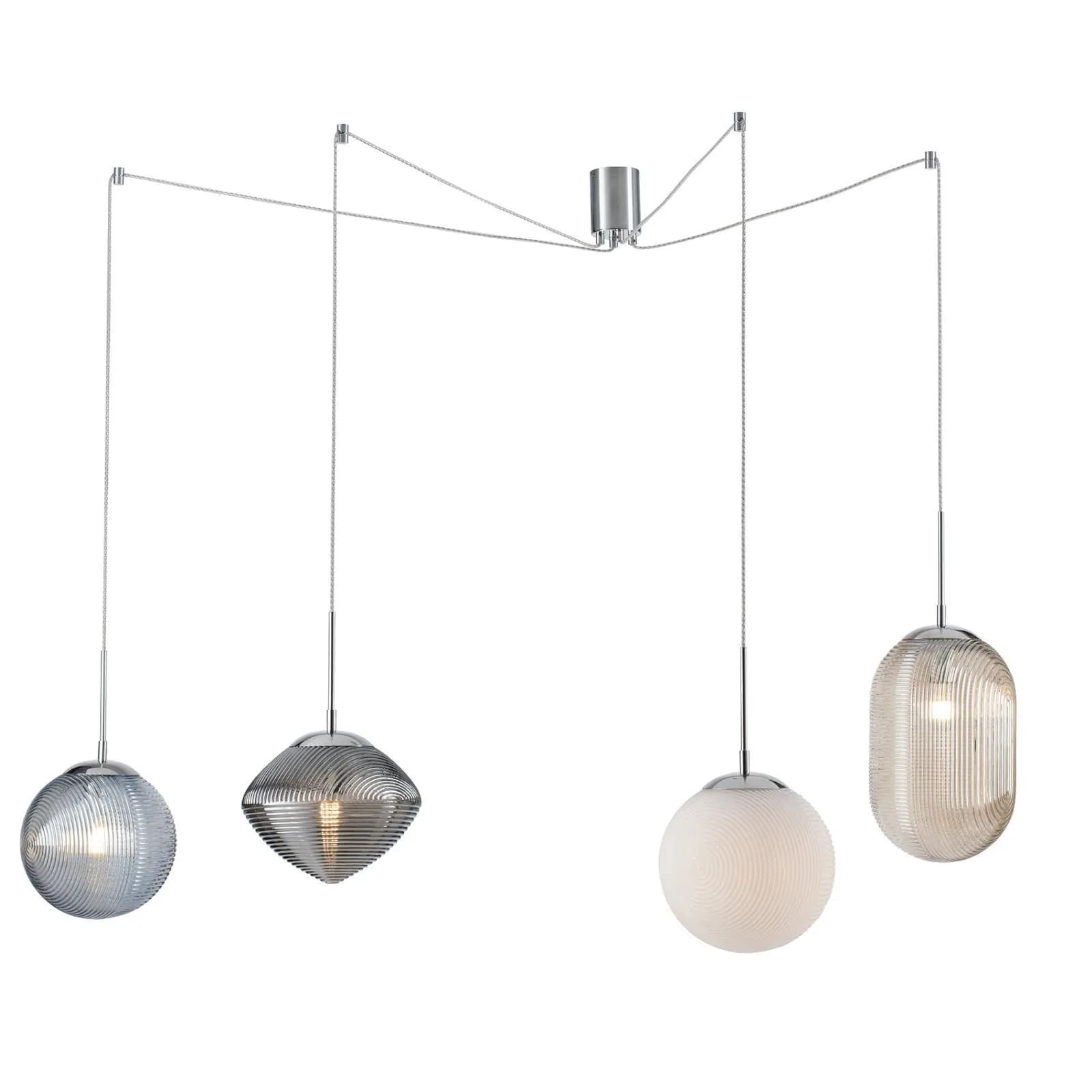 Set quattro lampade a sospensione da interno in vetro con linee meridiane