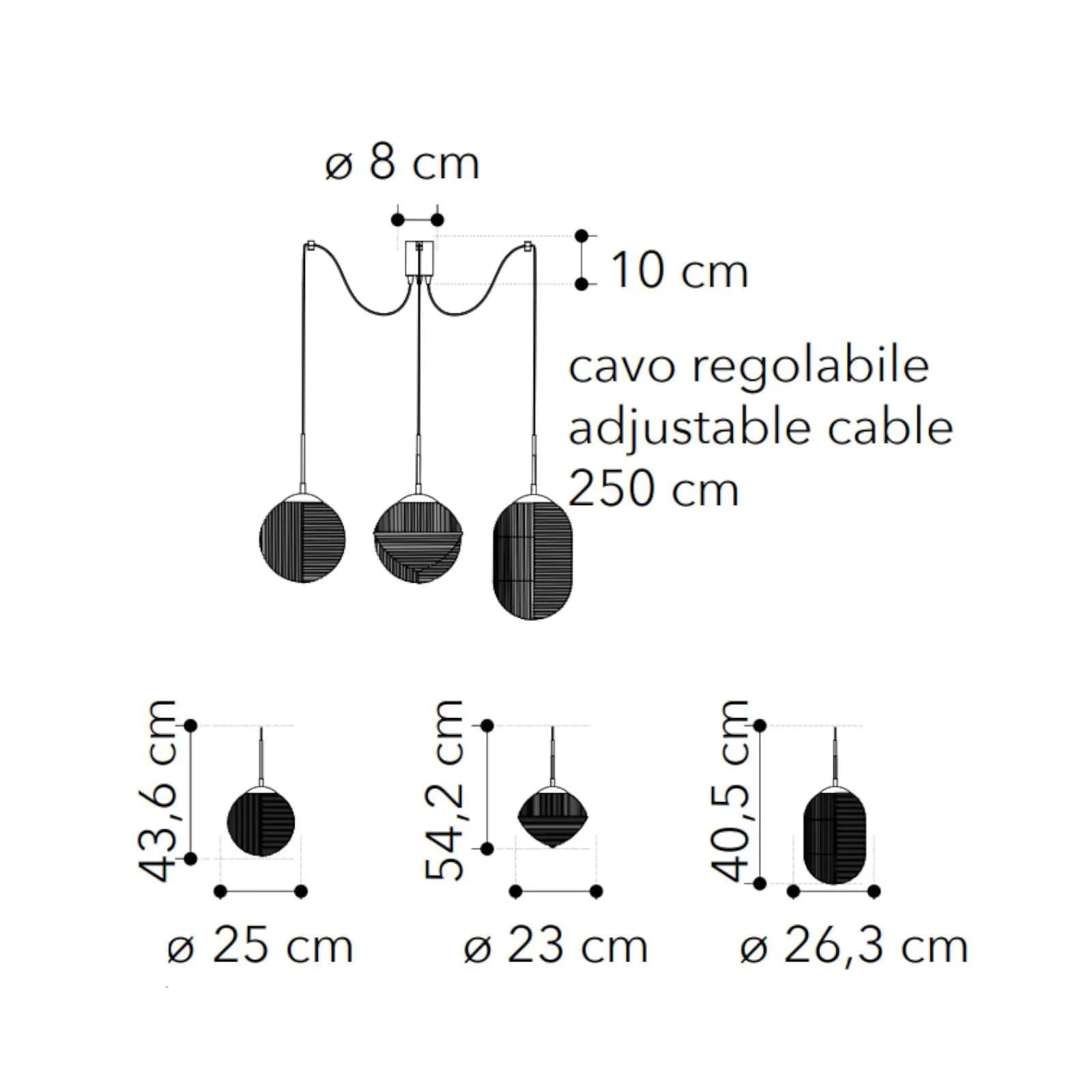 Set quattro lampade a sospensione da interno in vetro con linee meridiane