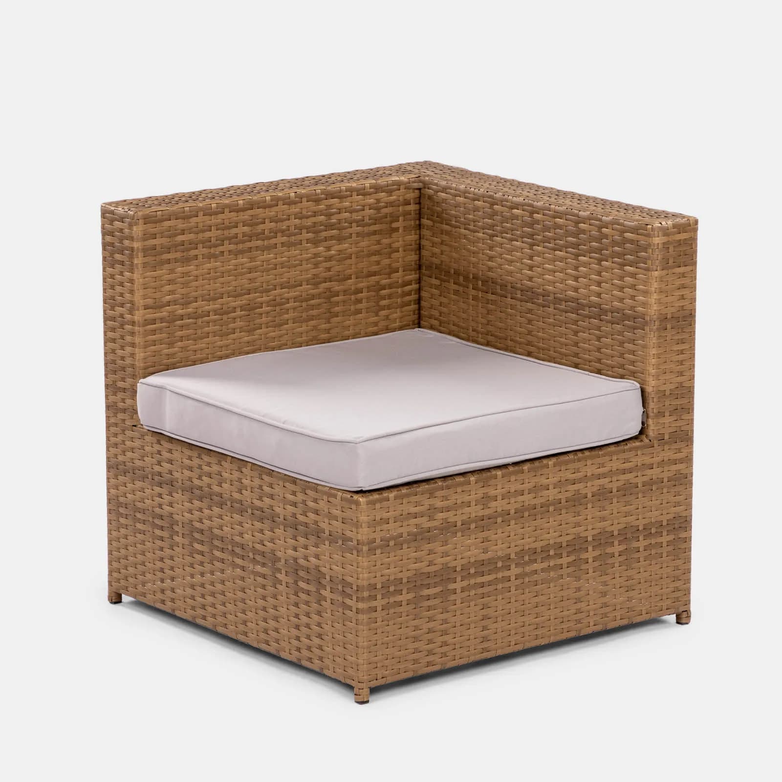 Set relax da giardino modulare con 2 divani 2 pouf e tavolino in polyrattan naturale - Tobago