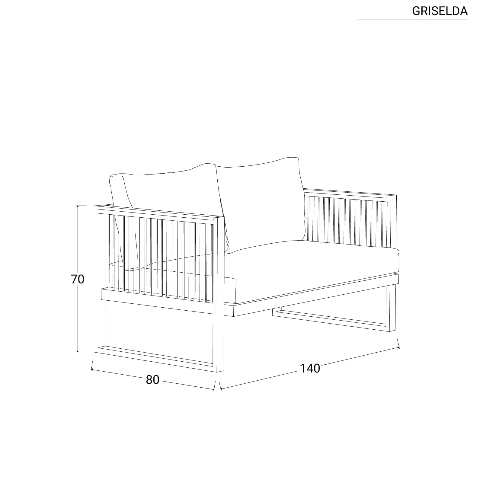 Set relax 4 posti in alluminio e corda verde alloro con cuscini tortora - Griselda