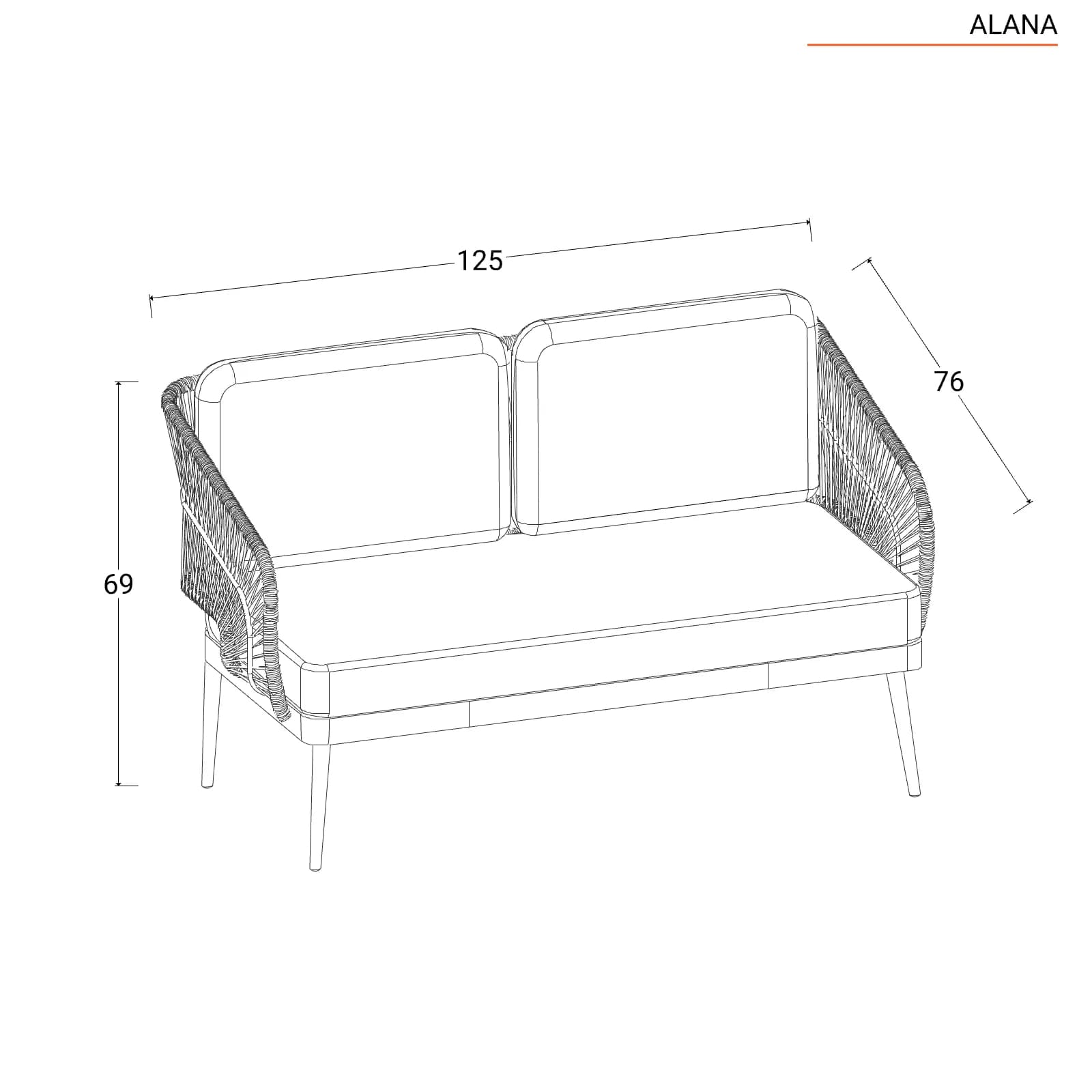 Set relax 4 posti in polyrattan tortora con cuscini e tavolino - Alana