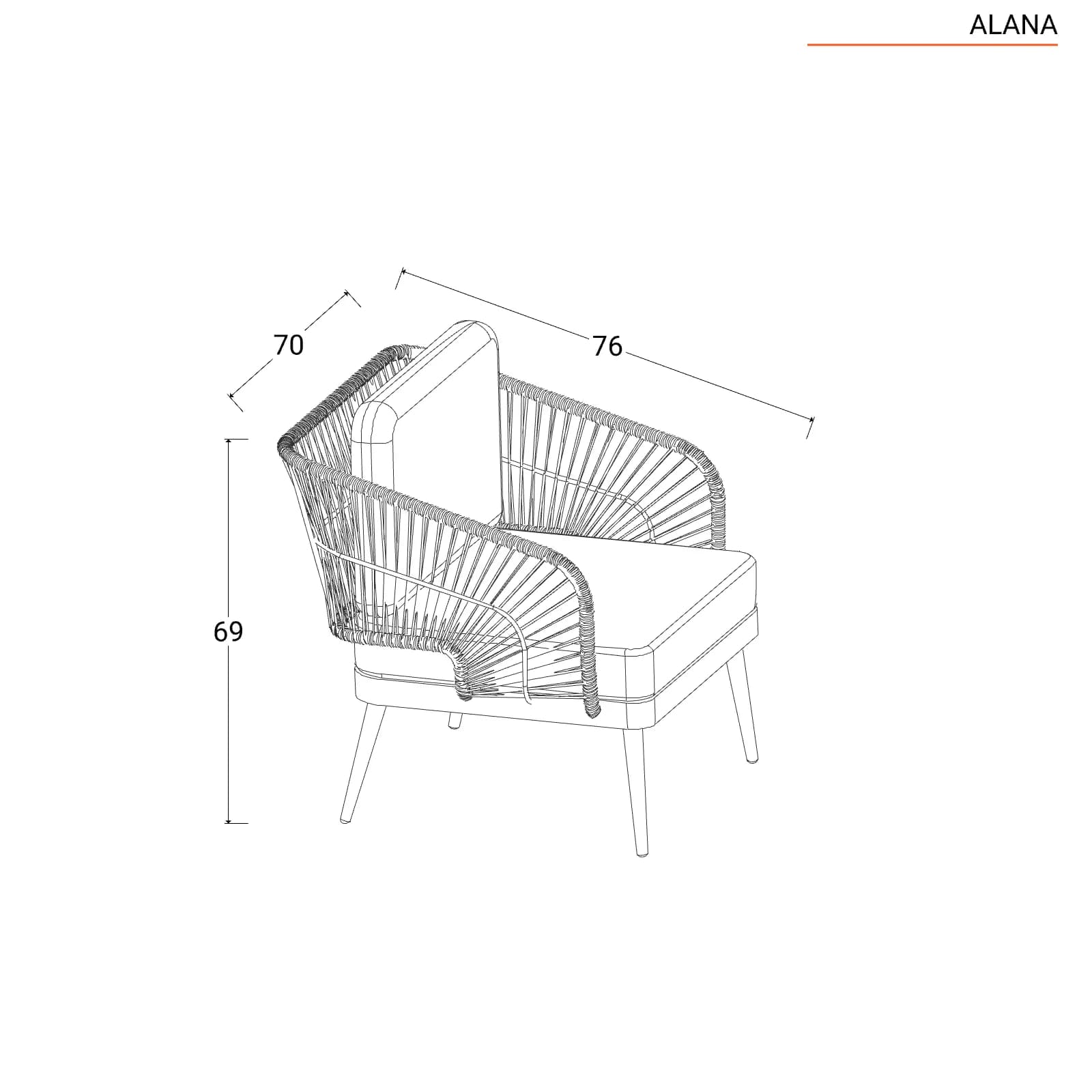 Set relax 4 posti in polyrattan tortora con cuscini e tavolino - Alana
