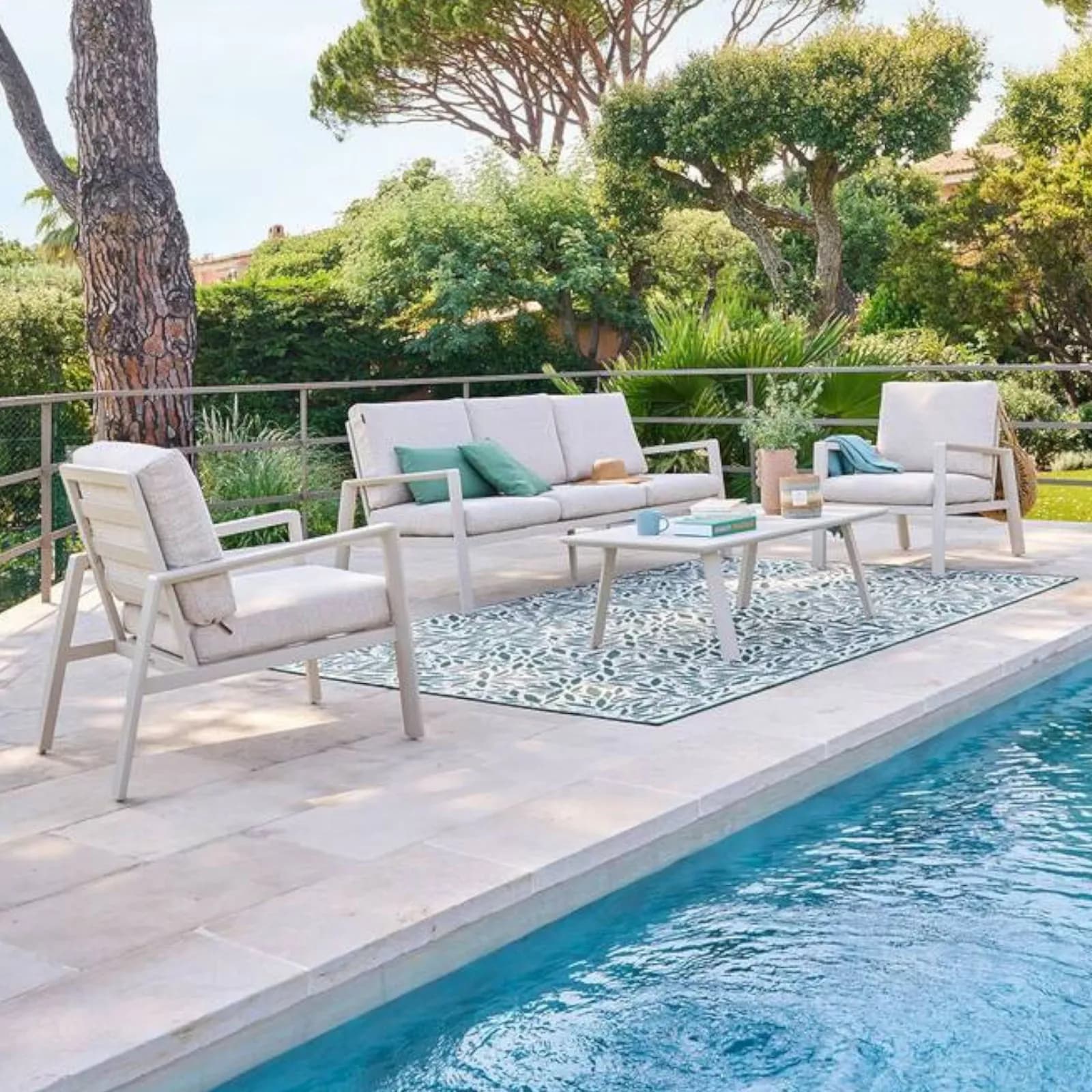 Set relax 5 posti in alluminio argilla con cuscini - Sahari