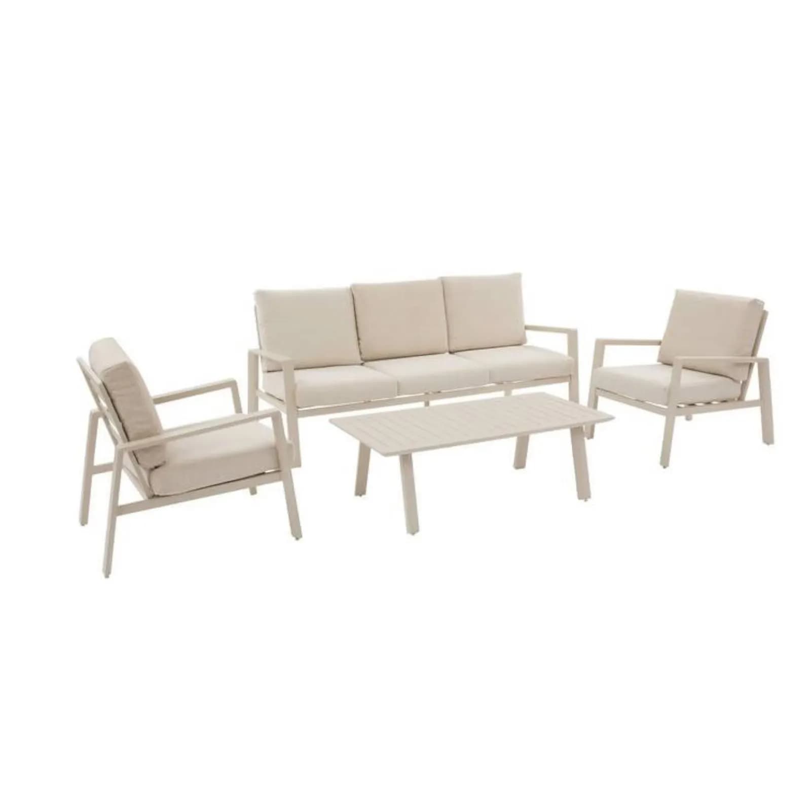 Set relax 5 posti in alluminio argilla con cuscini - Sahari