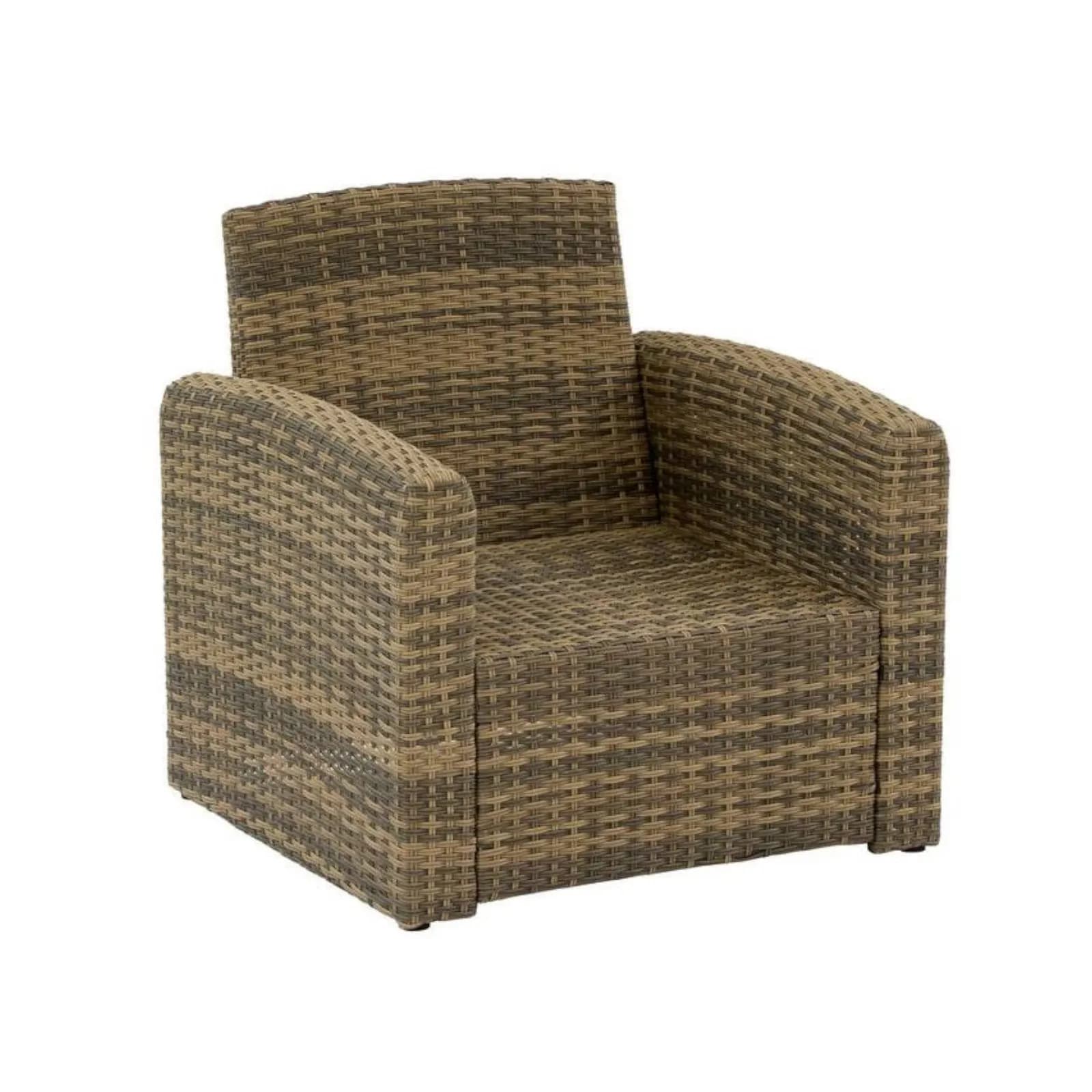 Set relax 5 posti in polyrattan naturale con cuscini beige - Mason