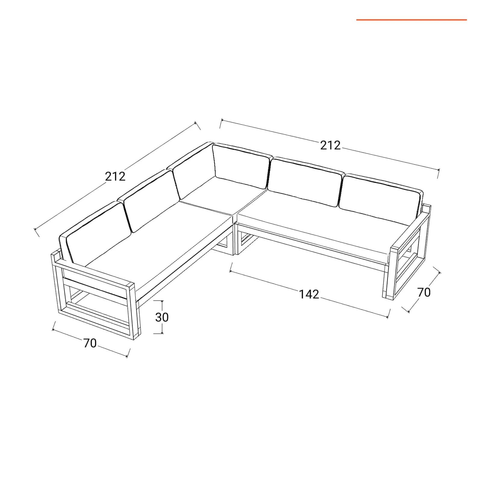 Set relax divano angolare in alluminio marrone con cuscini e tavolino - Carioca Lounge