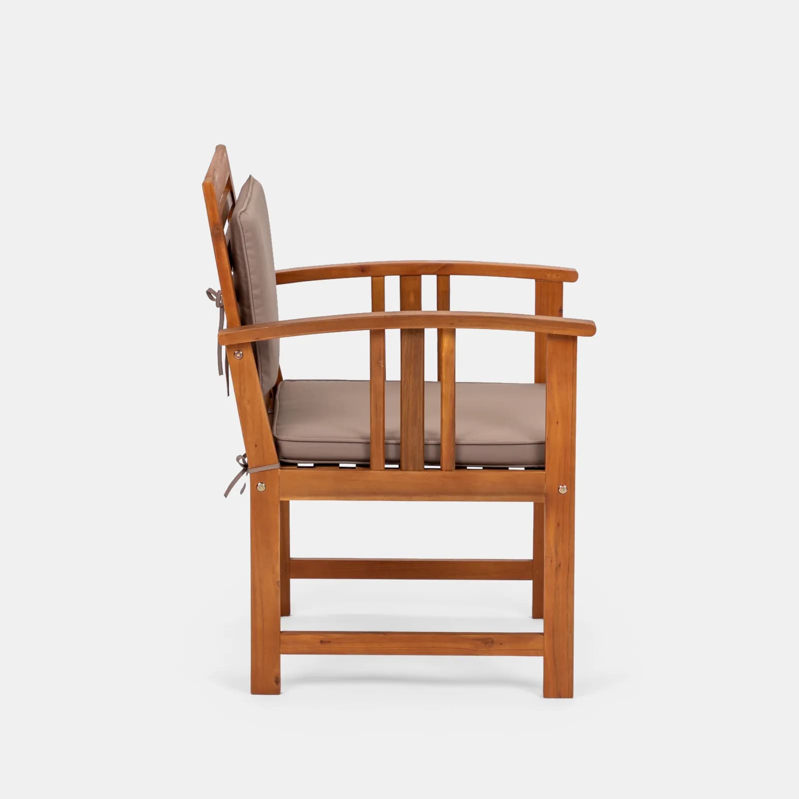 Set relax da giardino 4 posti in legno di acacia con cuscini tortora - Smeraldo