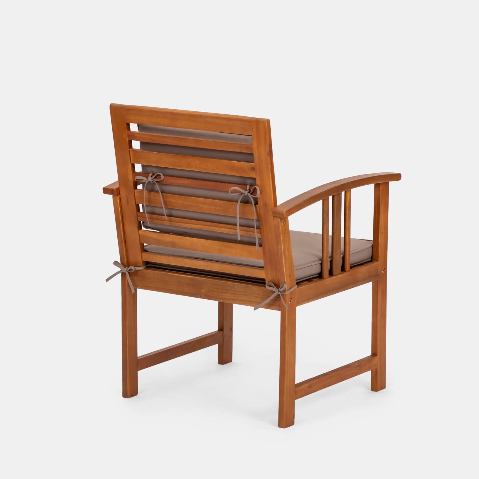 Set relax da giardino 4 posti in legno di acacia con cuscini tortora - Smeraldo