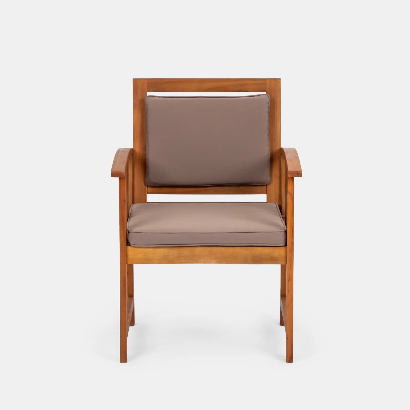 Set relax da giardino 4 posti in legno di acacia con cuscini tortora - Smeraldo
