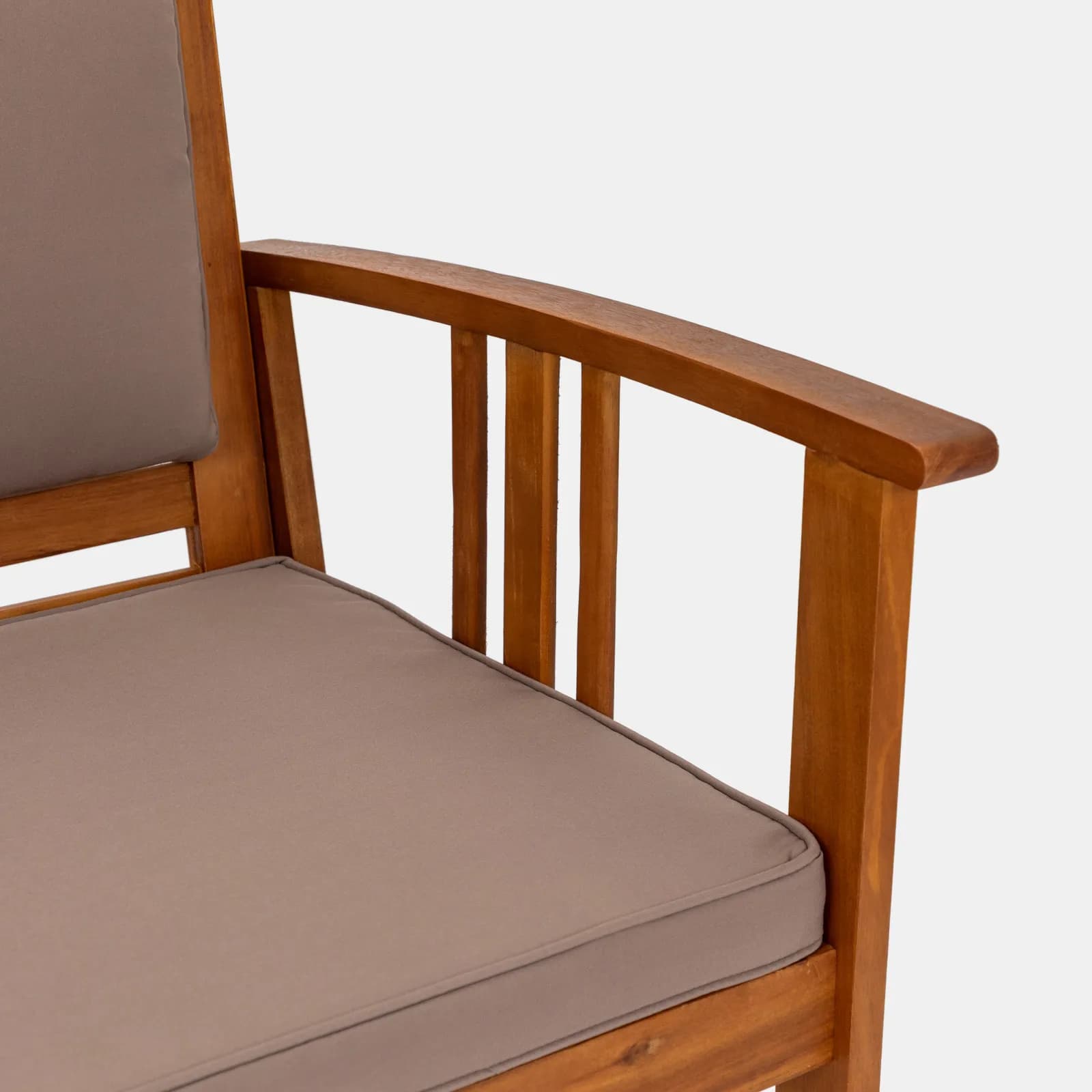 Set relax da giardino 4 posti in legno di acacia con cuscini tortora - Smeraldo