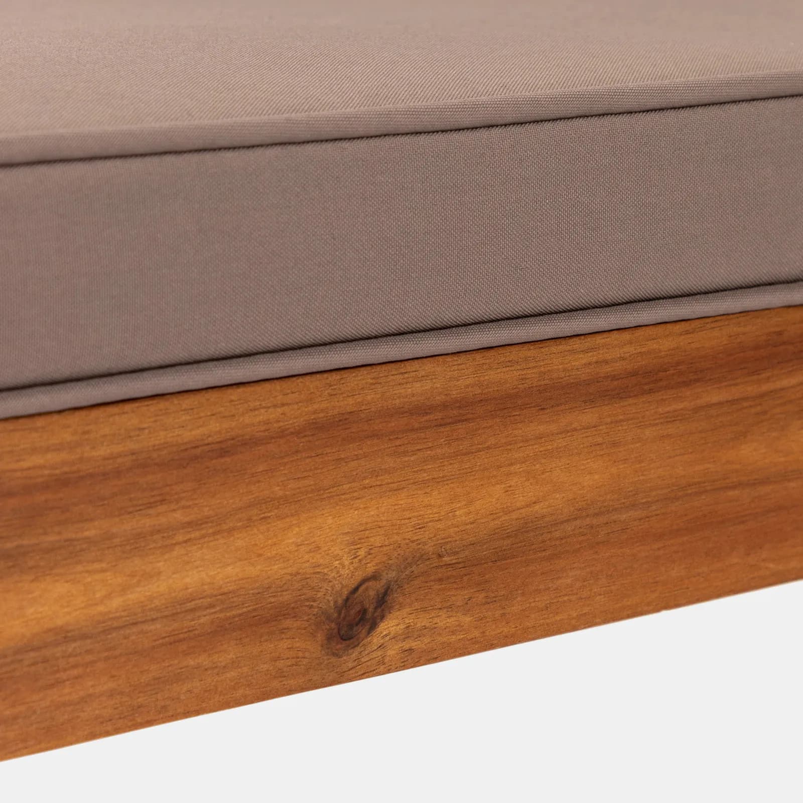 Set relax da giardino 4 posti in legno di acacia con cuscini tortora - Smeraldo