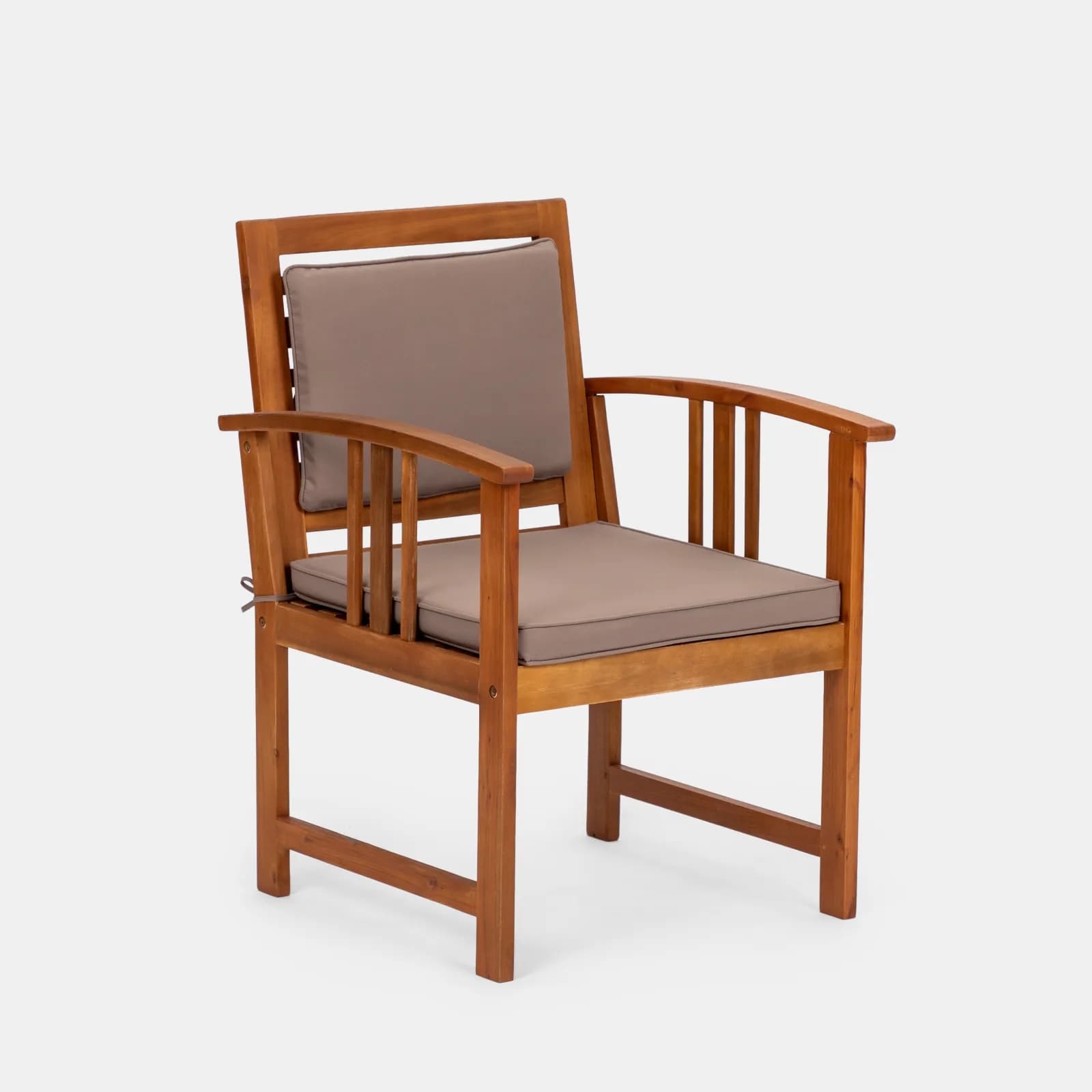 Set relax da giardino 4 posti in legno di acacia con cuscini tortora - Smeraldo