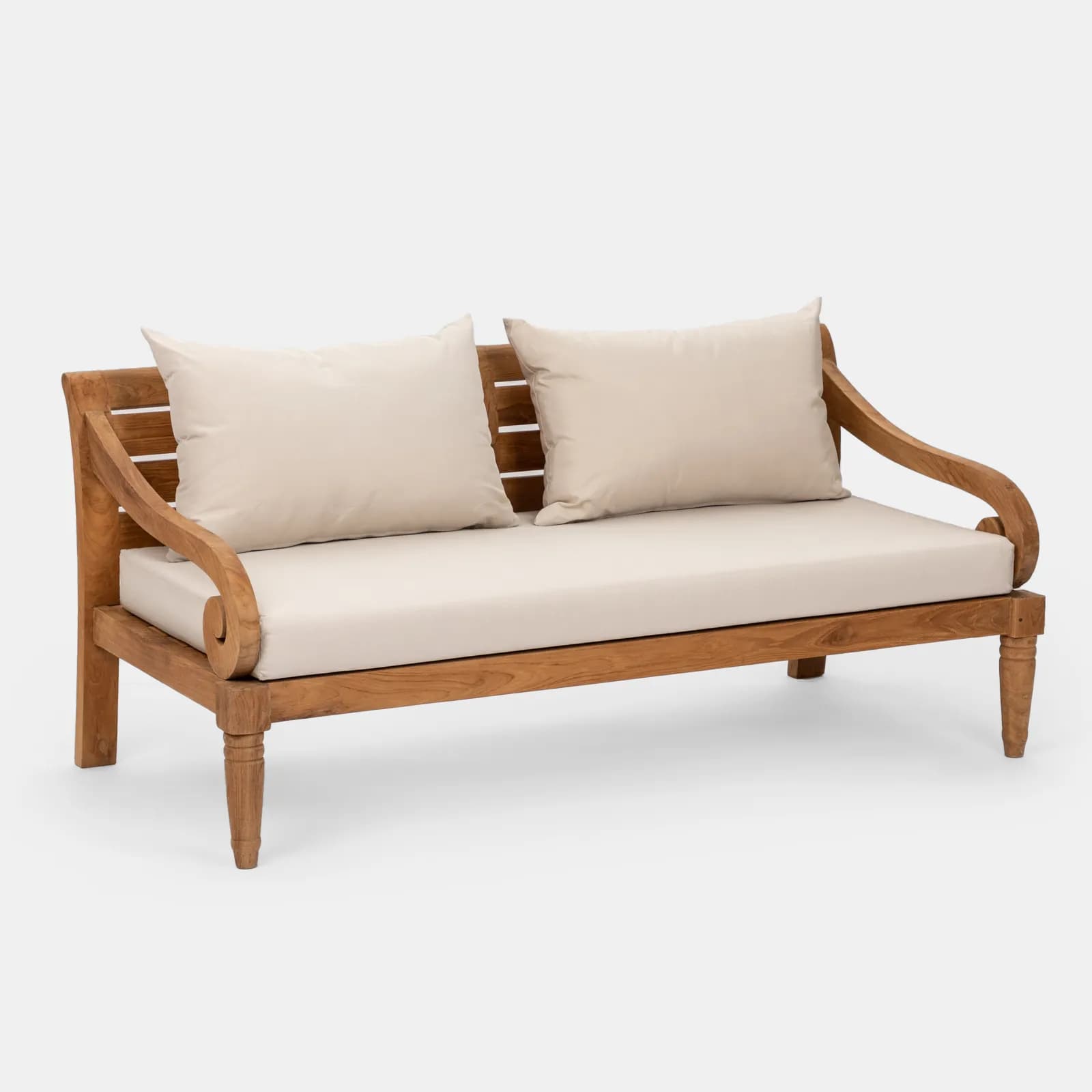 Set relax da giardino in teak con cuscini ecrù e tavolino - Belem