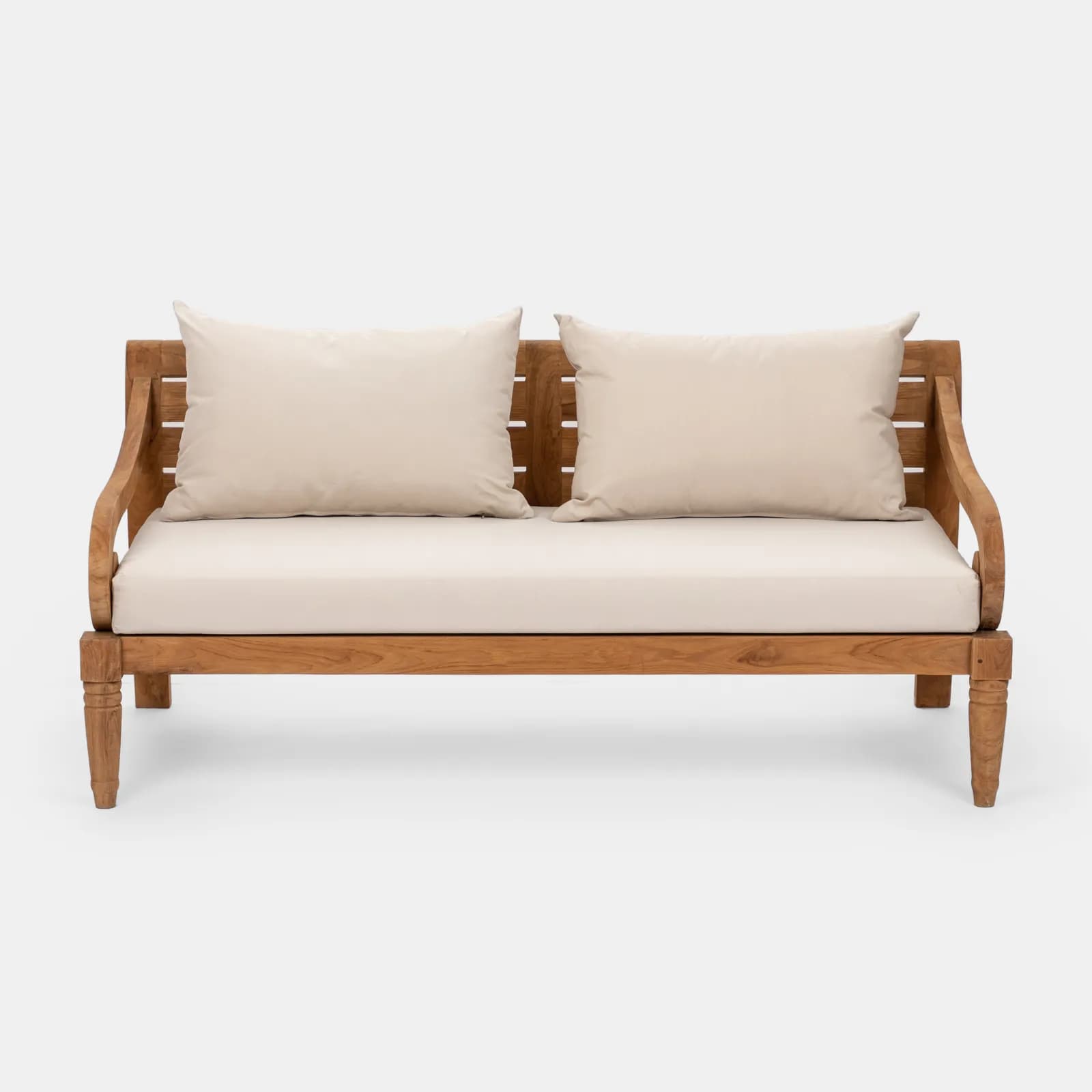 Set relax da giardino in teak con cuscini ecrù e tavolino - Belem