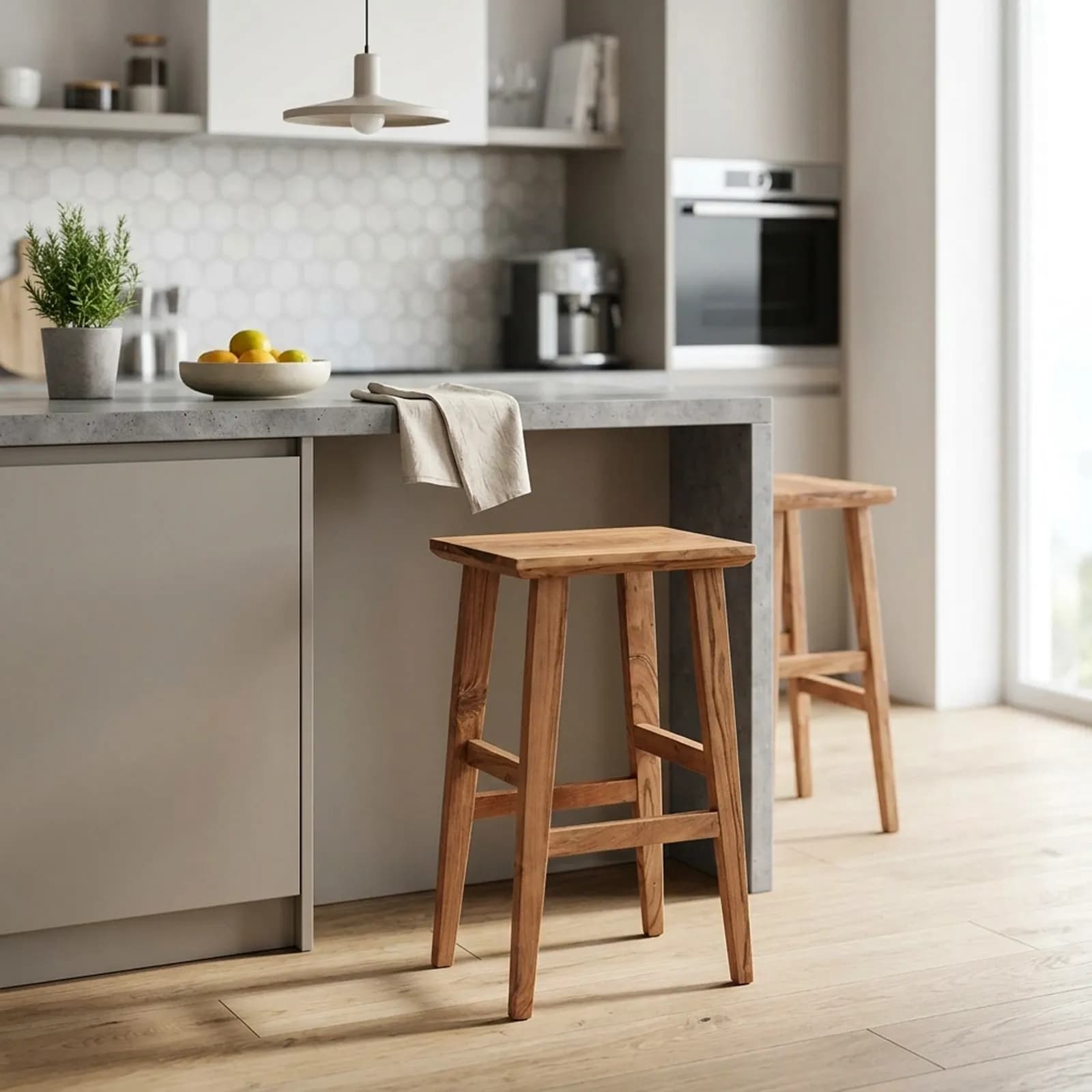Sgabello in legno di acacia - Freia Acacia
