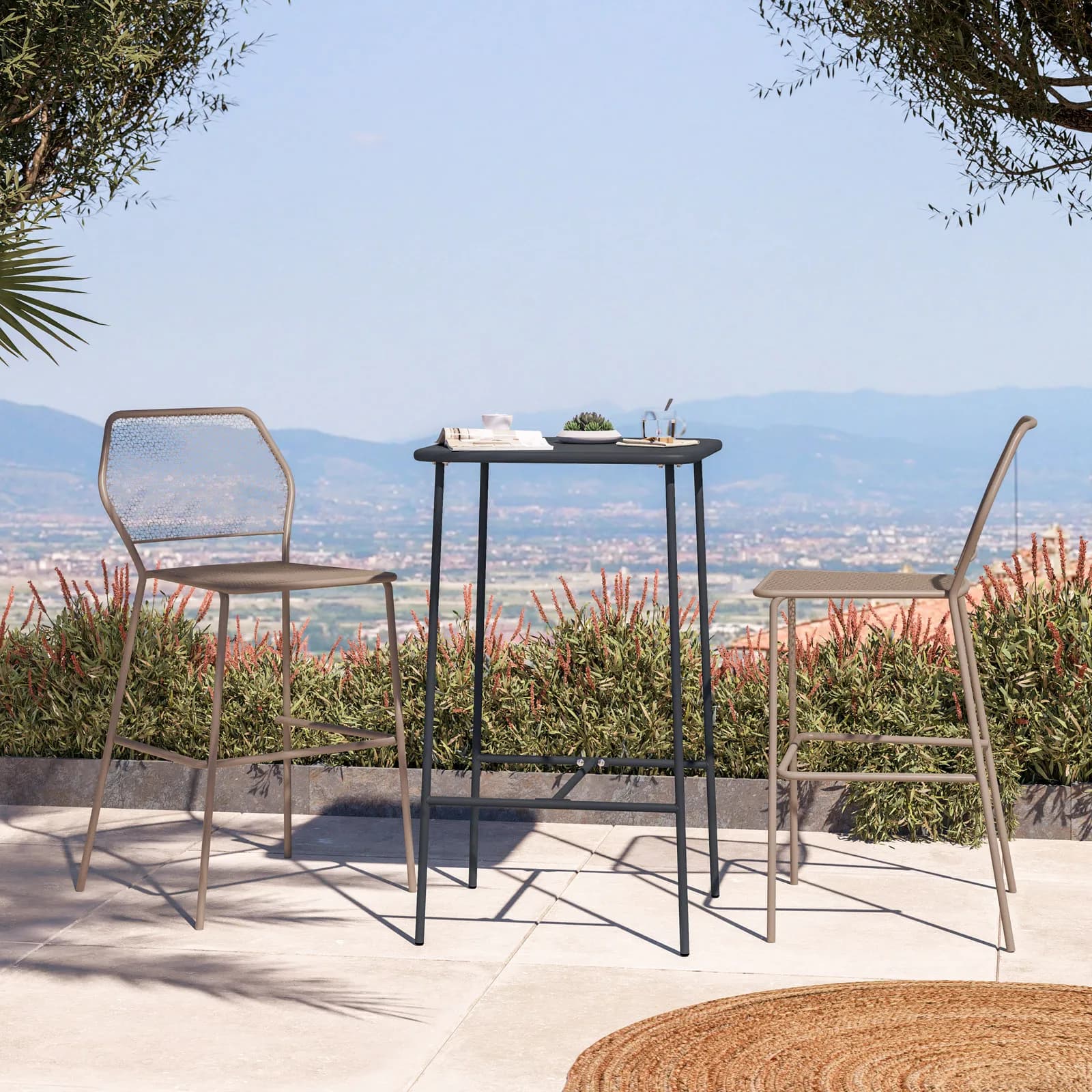 Sgabello da giardino in metallo tortora - Dama