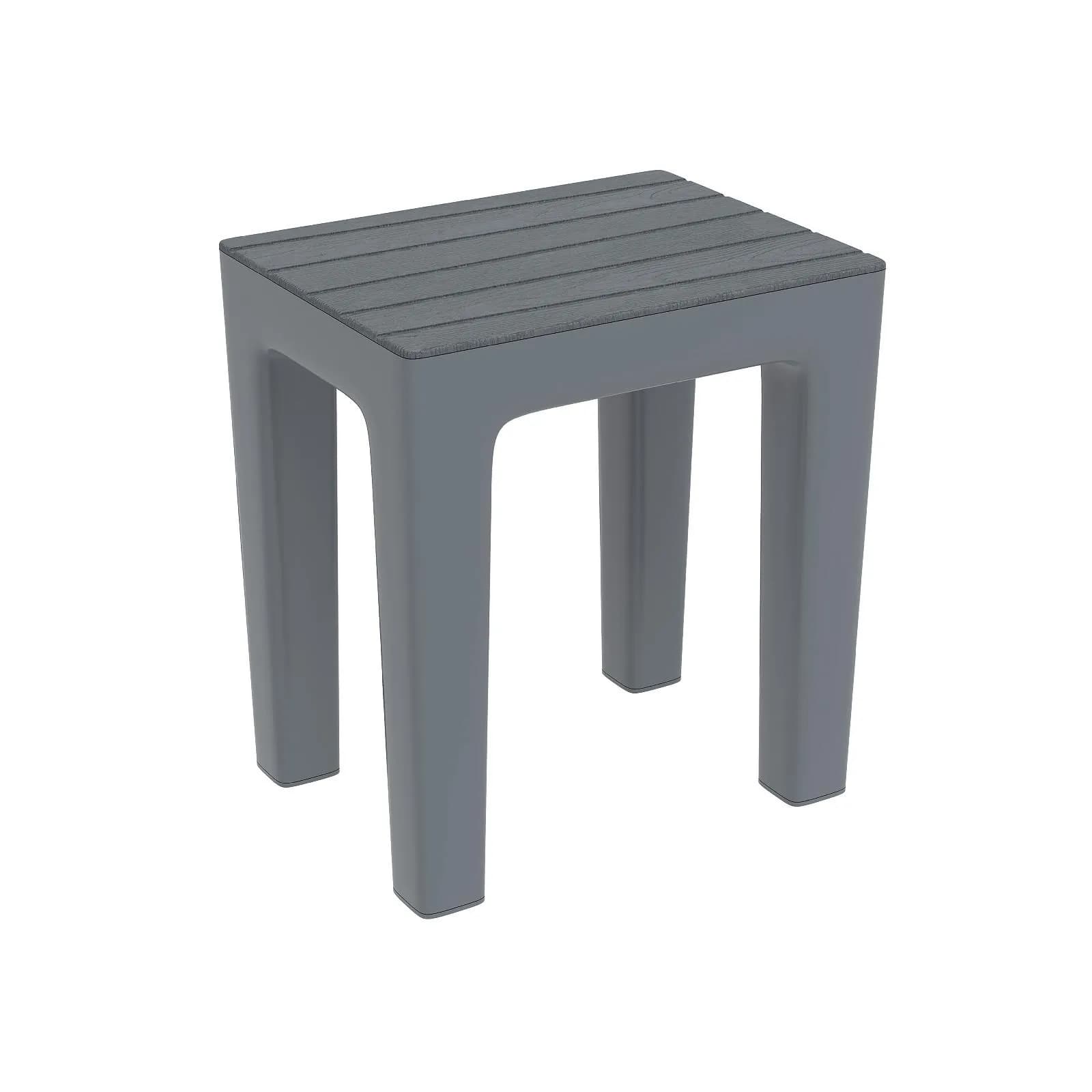 Sgabello multiuso in polipropilene grigio con seduta effetto legno - Woody