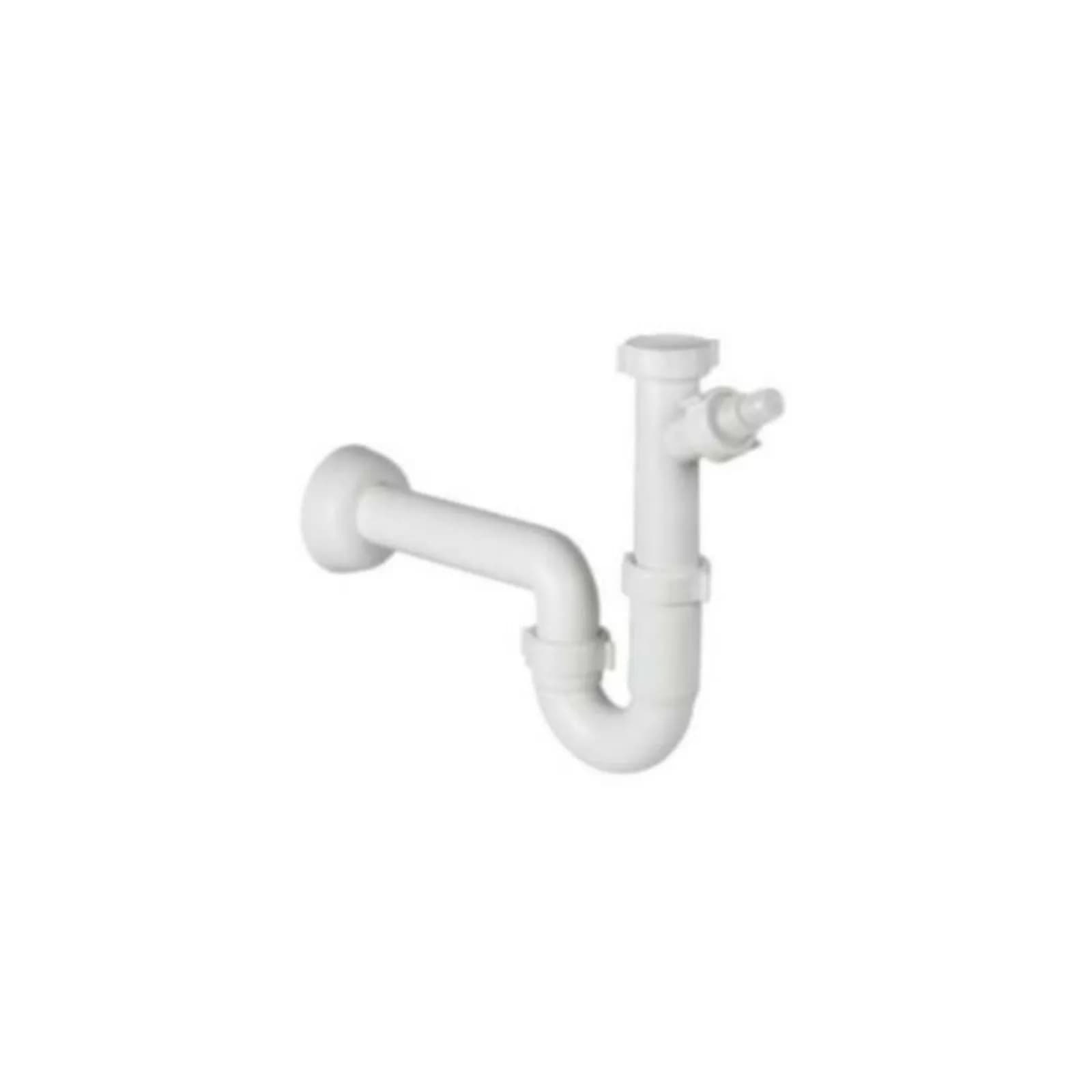 Sifone ad S per lavello singolo 1''1/2x32/40 canotto rosetta e attacco lavatrice