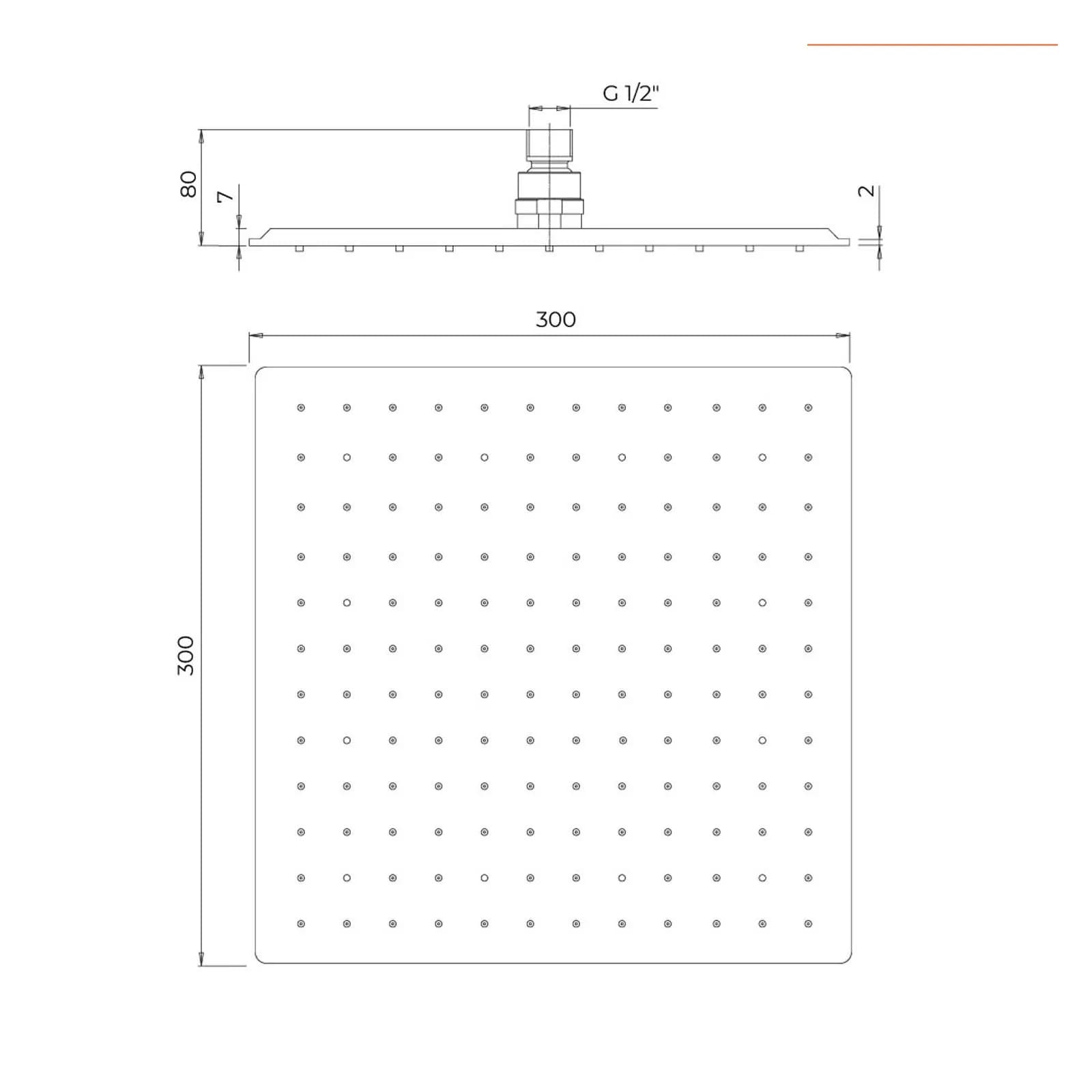 Soffione doccia a led 30x30 cm acciaio ultraslim finitura a specchio - Acq+