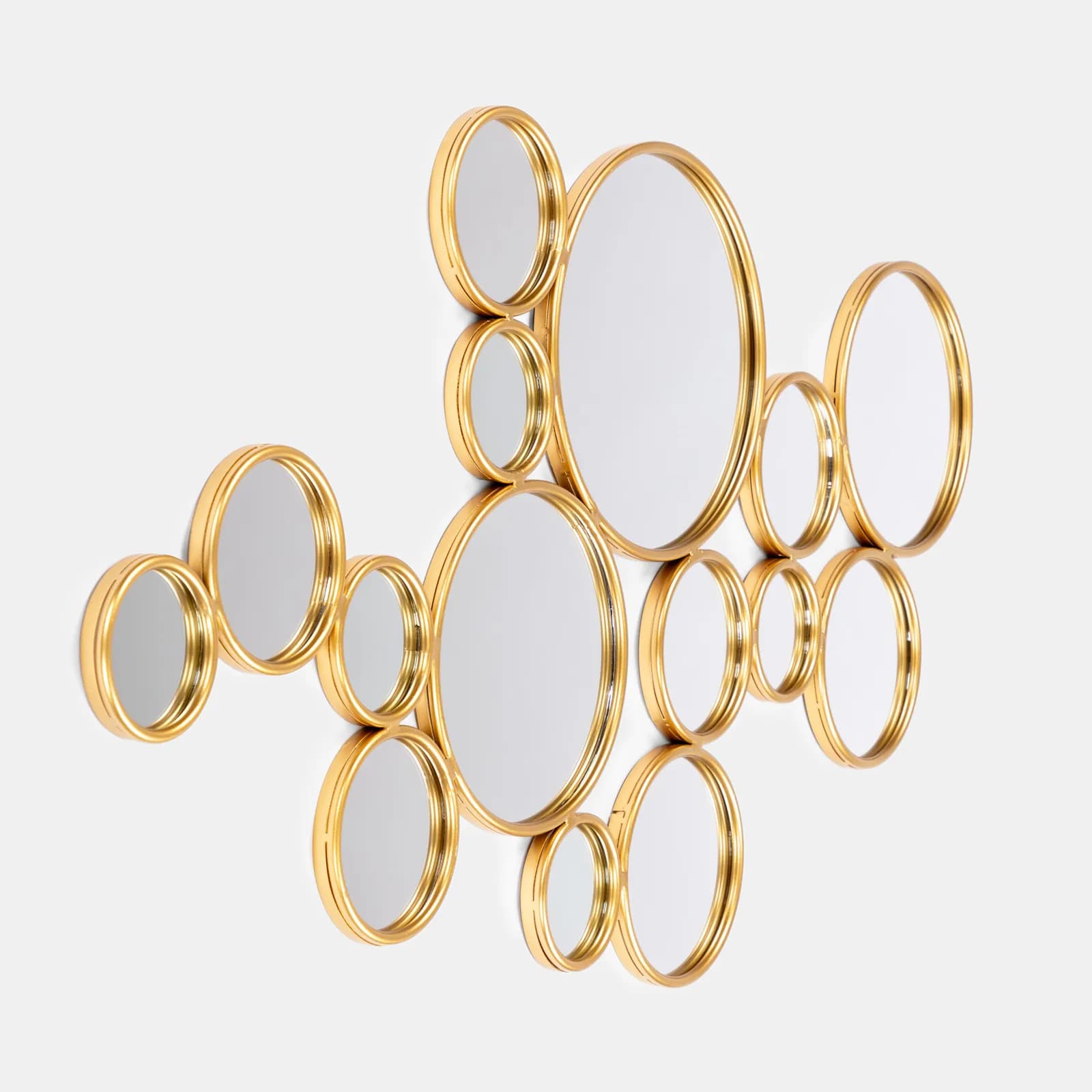 Specchi rotondi decorativi 135x78h cm in metallo oro - Strass