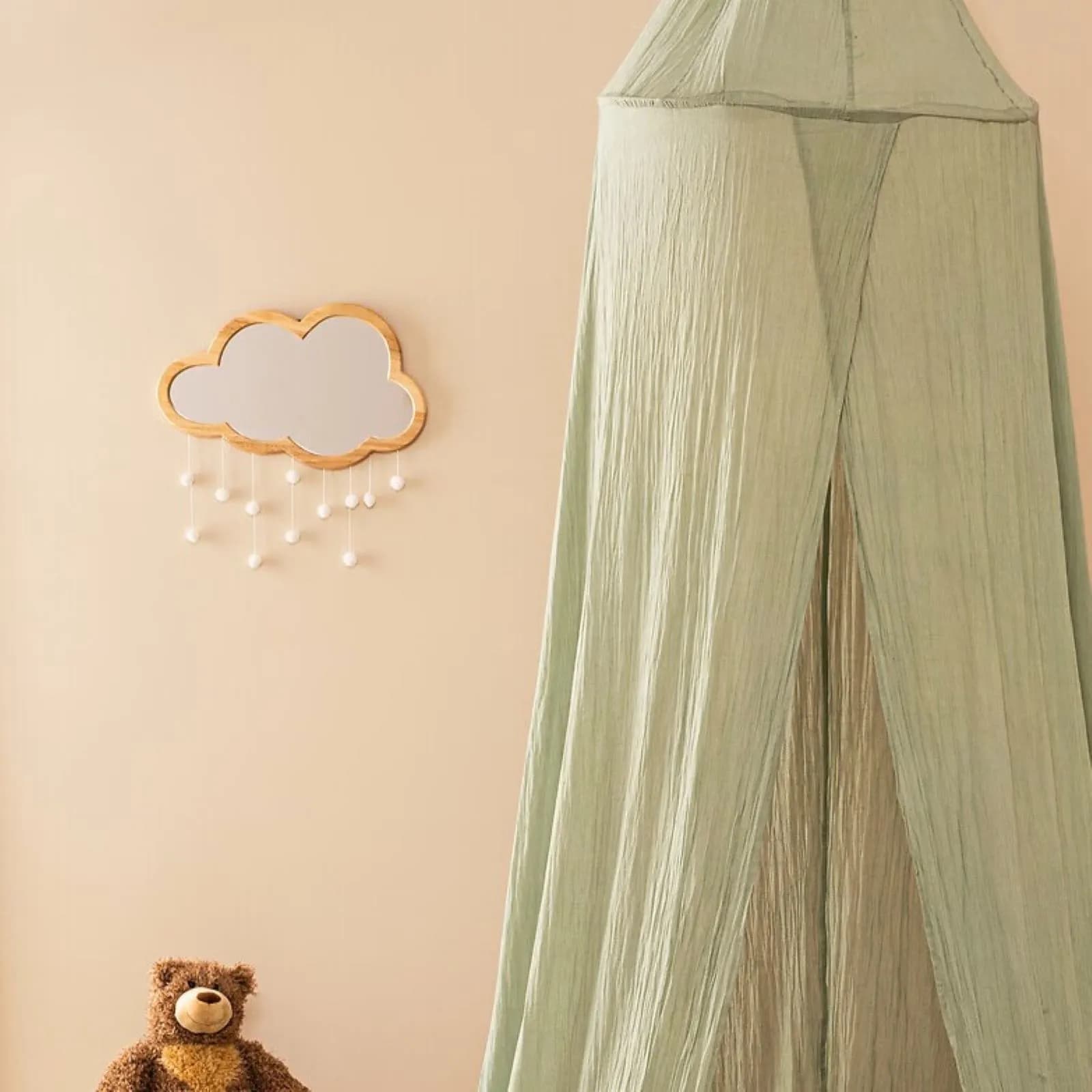 Specchio 40x37h cm a forma di nuvola in legno naturale - Kids